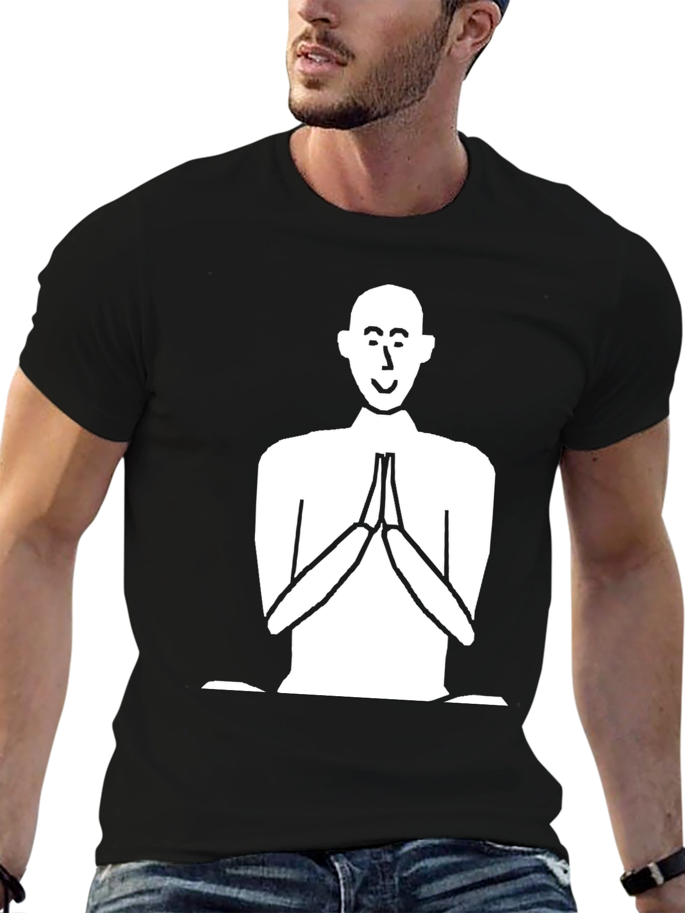 Black Namaste Graphic Tee - Black Crew Neck T-Shirt view 6
