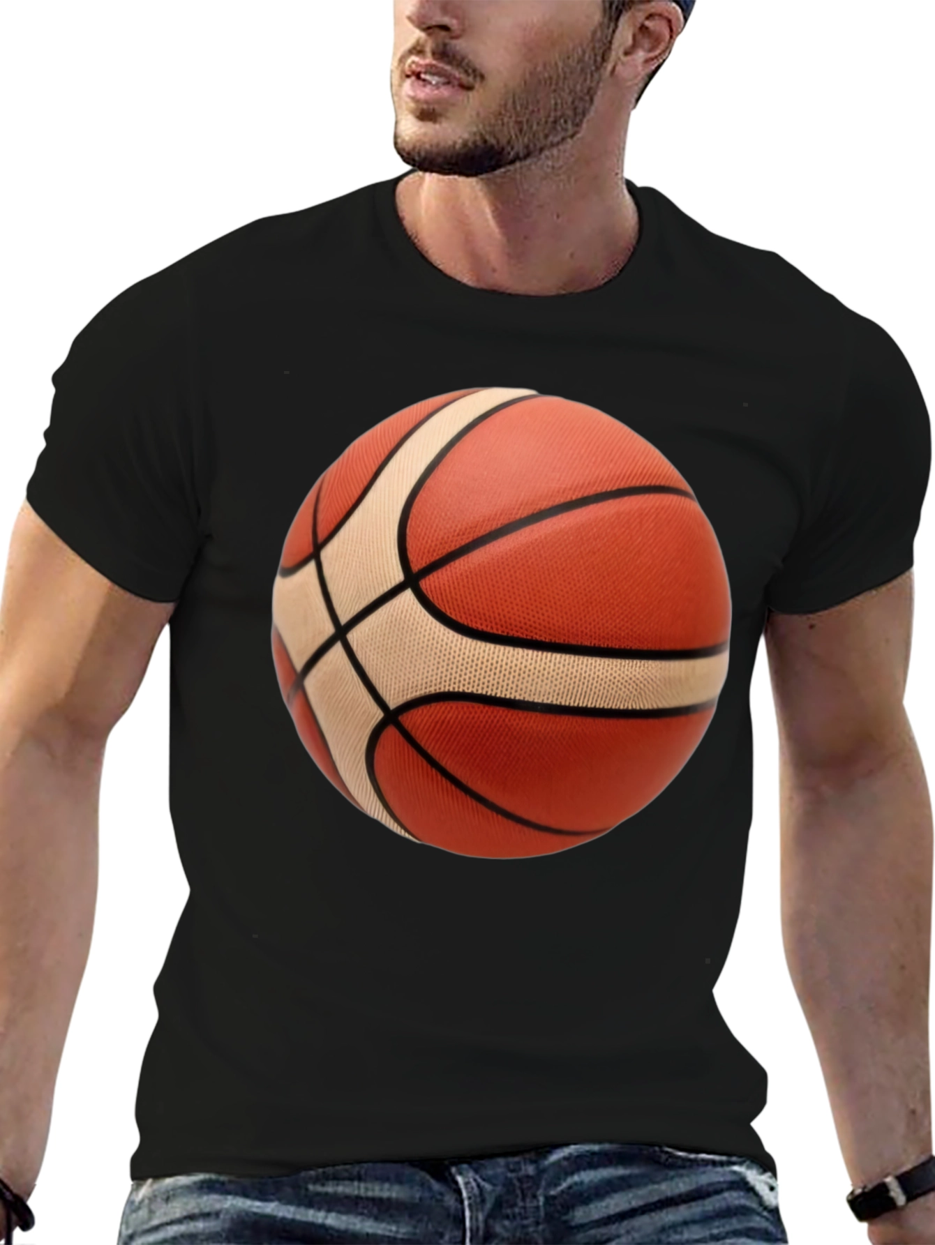 Black Basketball Graphic Tee - Black Cotton Blend view 6
