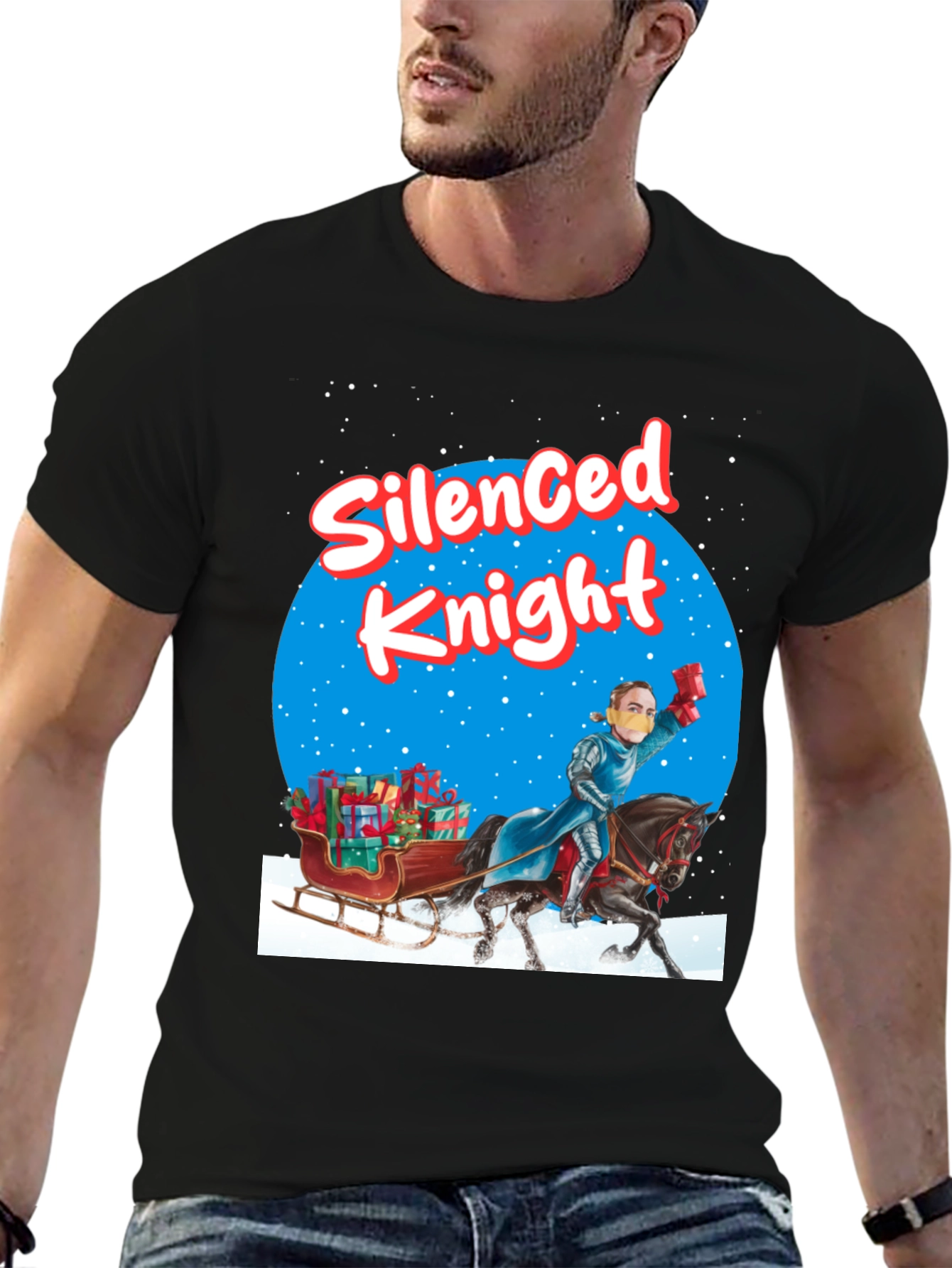 Black Silenced Knight Holiday T-Shirt view 6