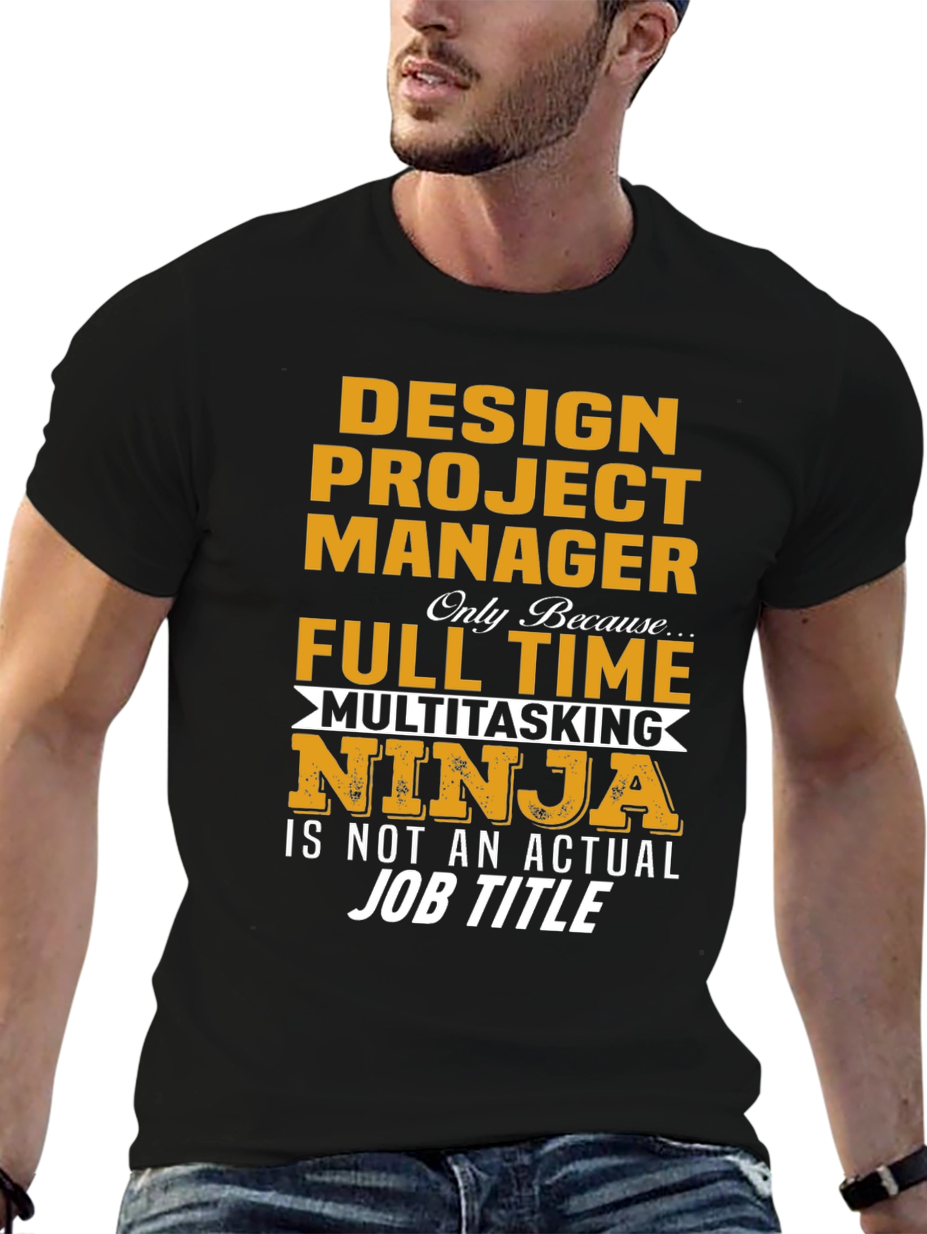 Black Design Project Manager Ninja T-Shirt view 6