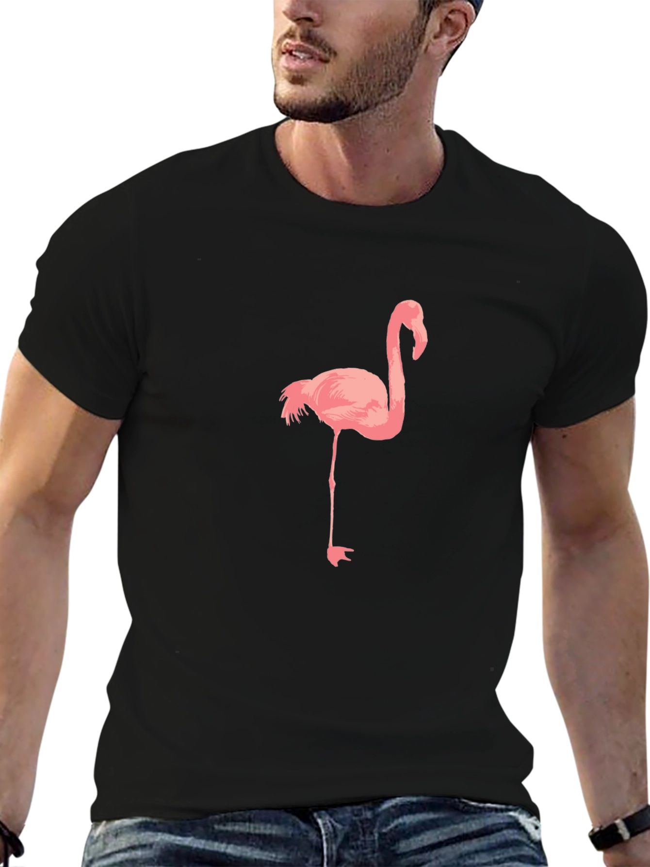Black Flamingo Graphic T-Shirt - Casual Black Tee view 6