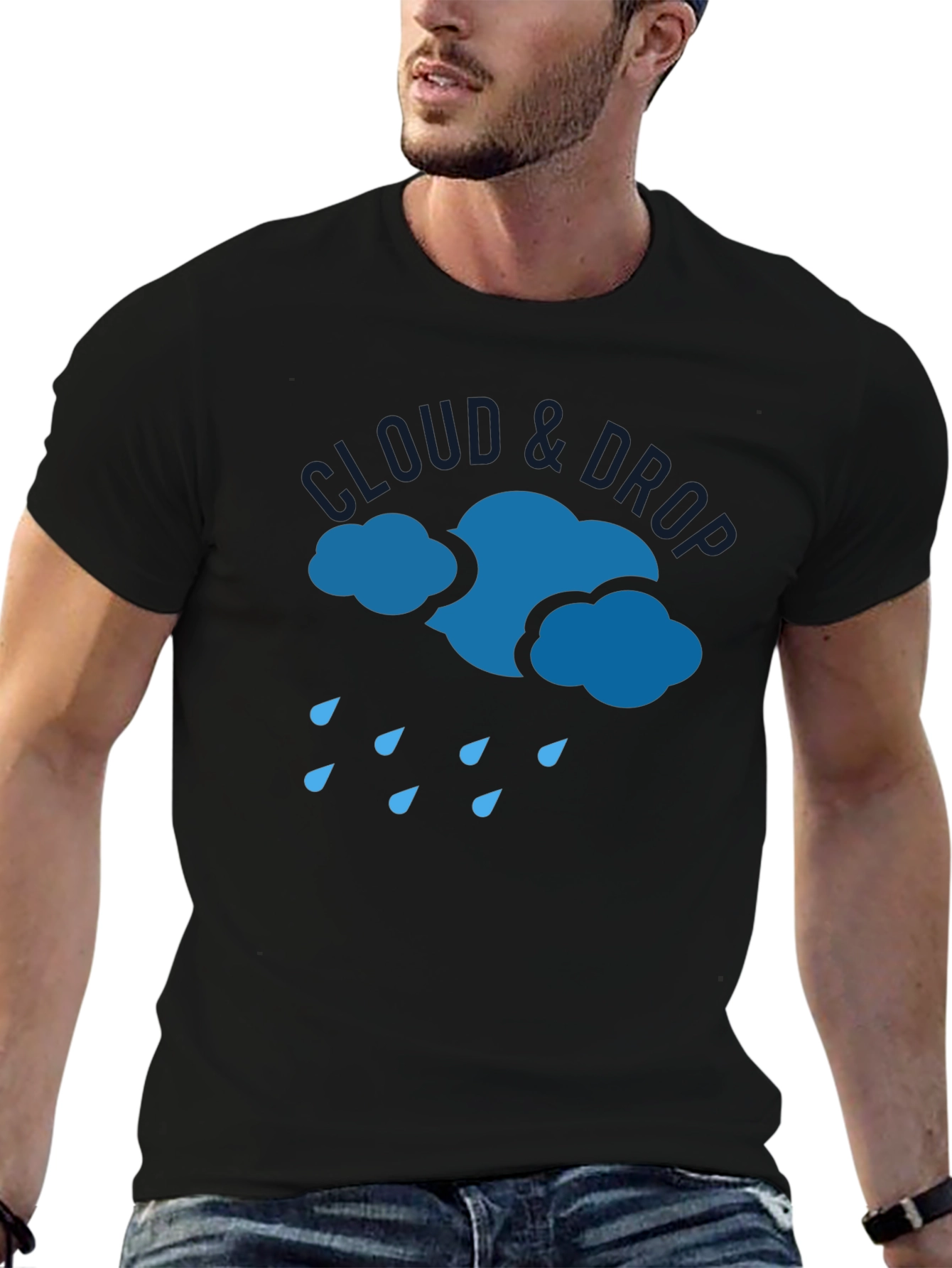 Black Cloud & Drop Graphic T-Shirt - Modern Casual Wear view 6