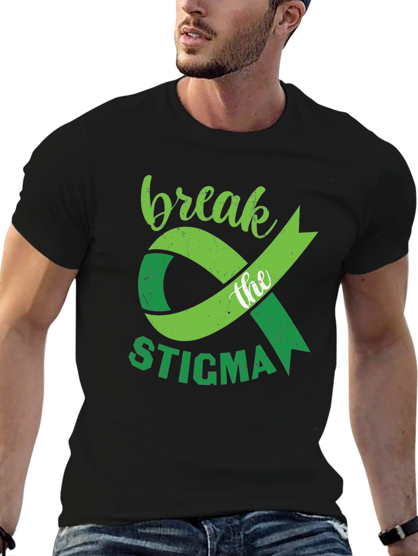 Black Break the Stigma T-Shirt Mental Health Awareness view 6