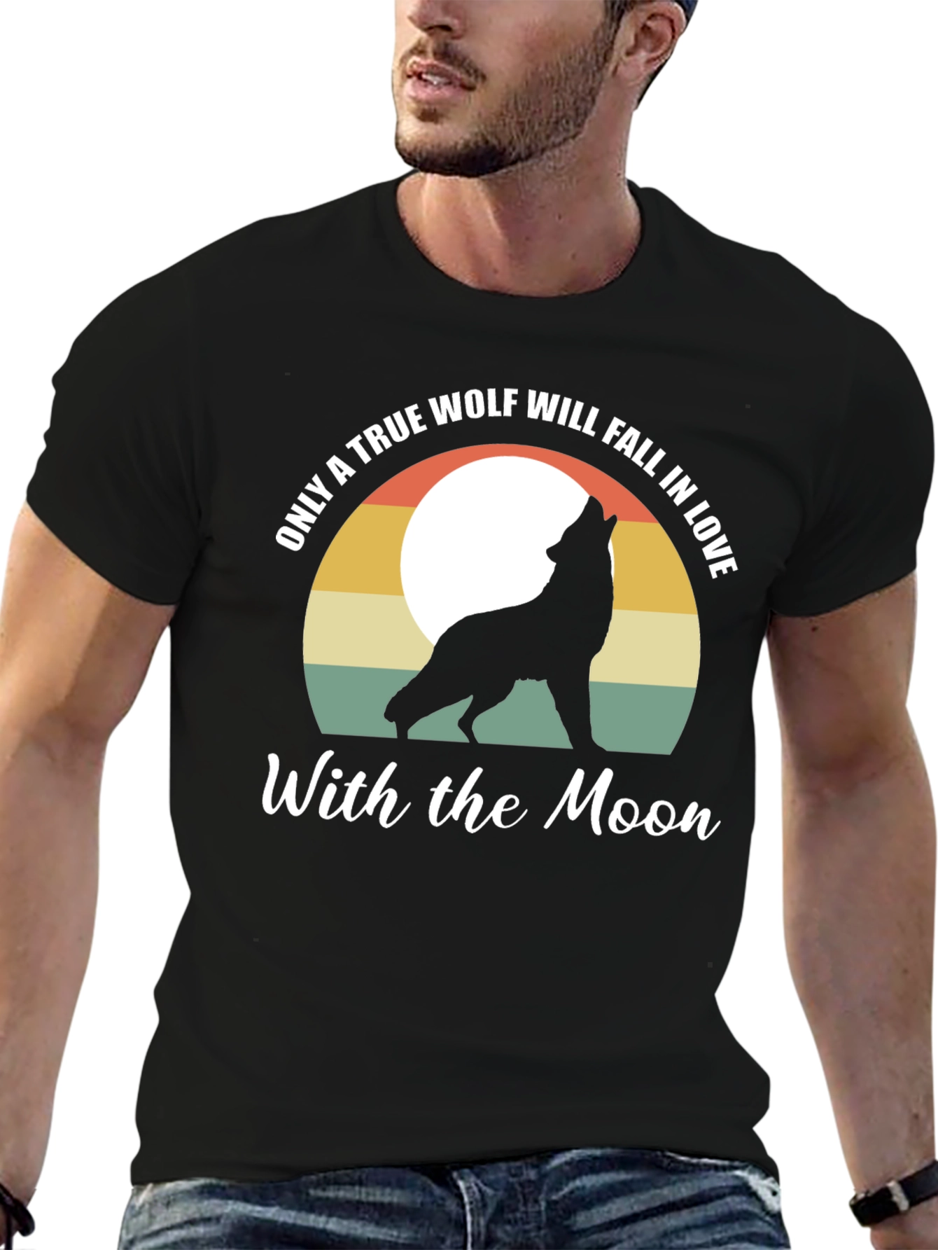 Black Wolf Moon Graphic Tee - Men's Black T-Shirt view 6