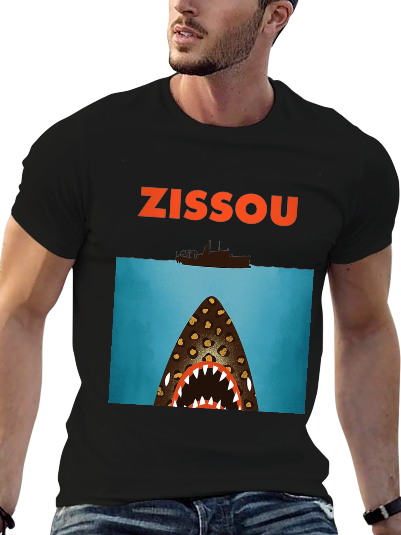 Black Zissou Shark Graphic Tee view 6