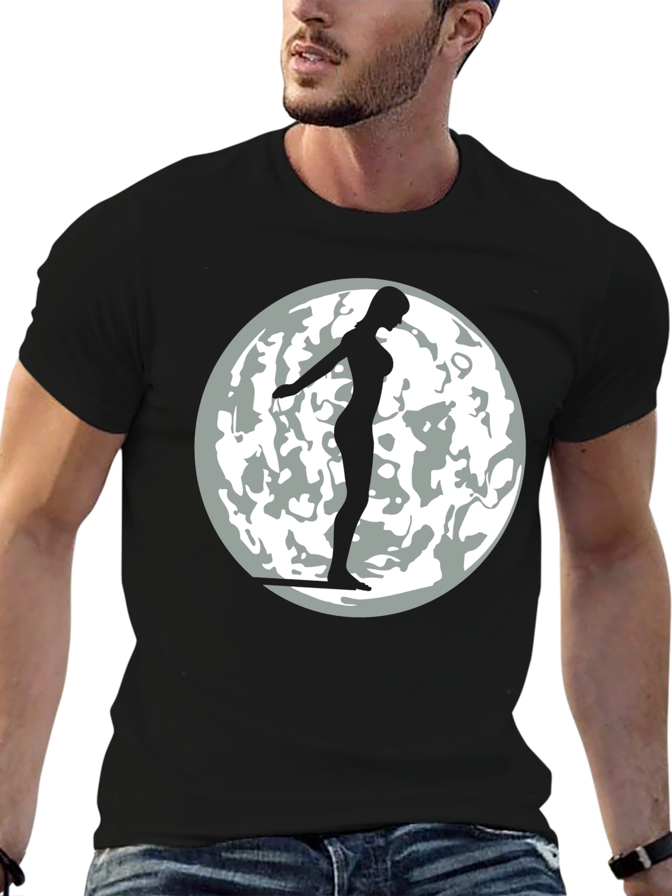 Black Silhouette Moon T-Shirt - Black Graphic Tee view 6