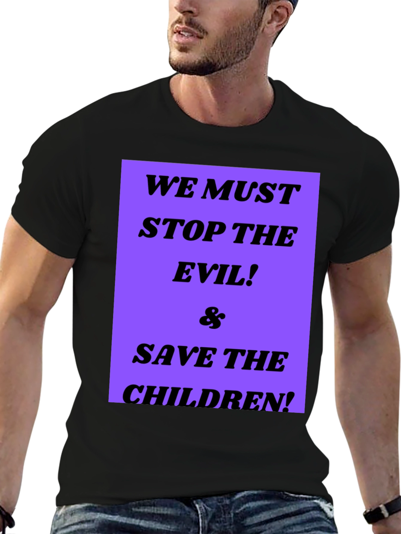 Black Stop the Evil Save the Children T-Shirt view 6