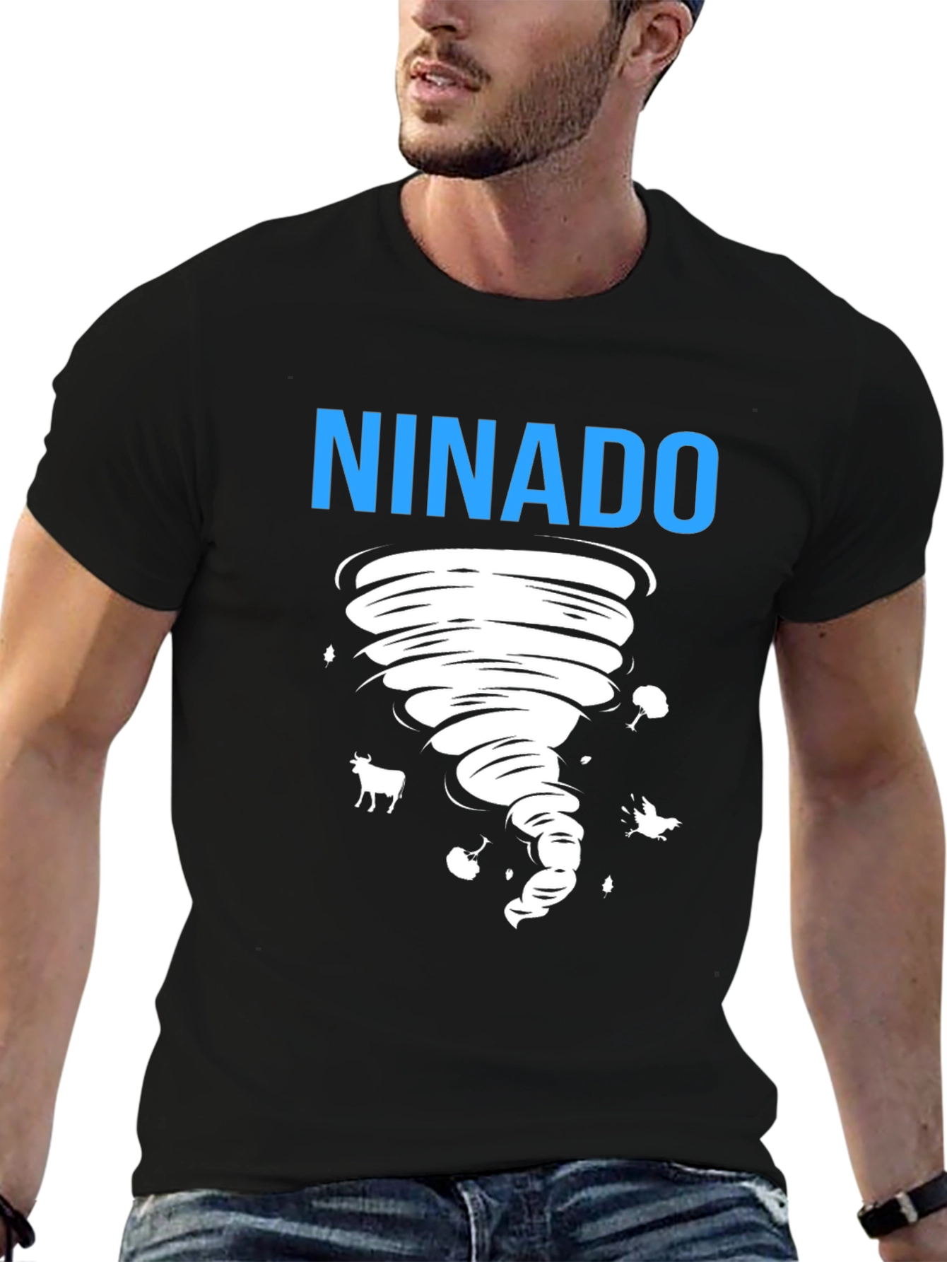 Black Ninado Tornado Graphic Black T-Shirt view 6