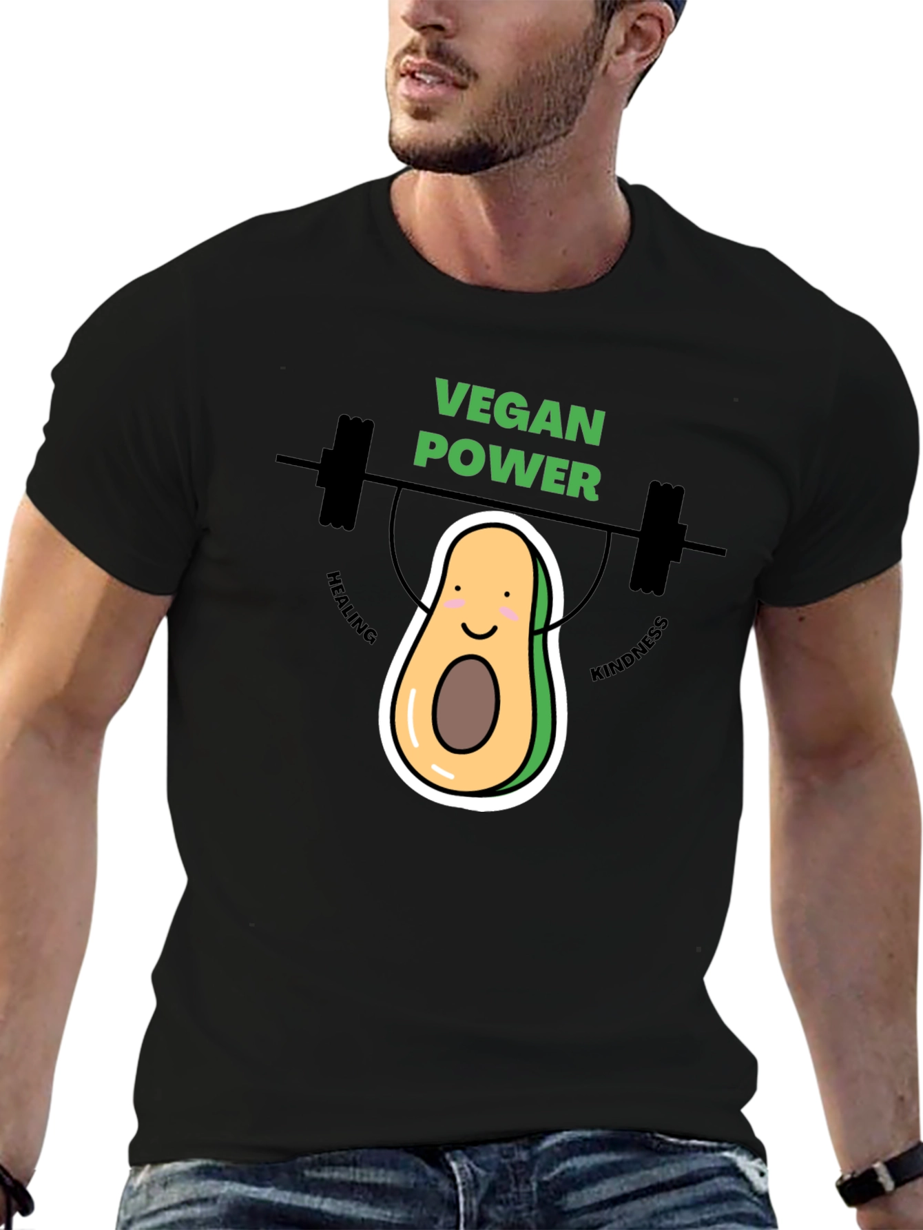 Black Vegan Power Avocado Graphic Tee view 6