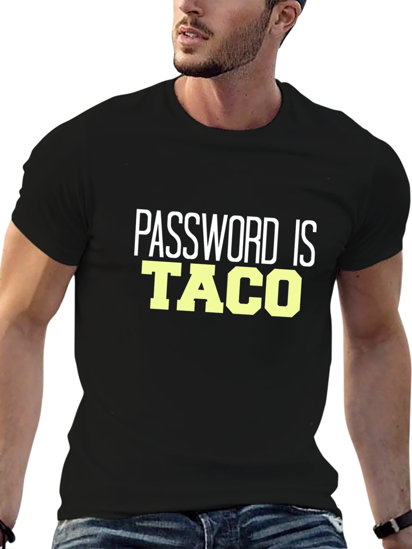 Black Password Is Taco T-Shirt - Funny Slogan Tee view 6
