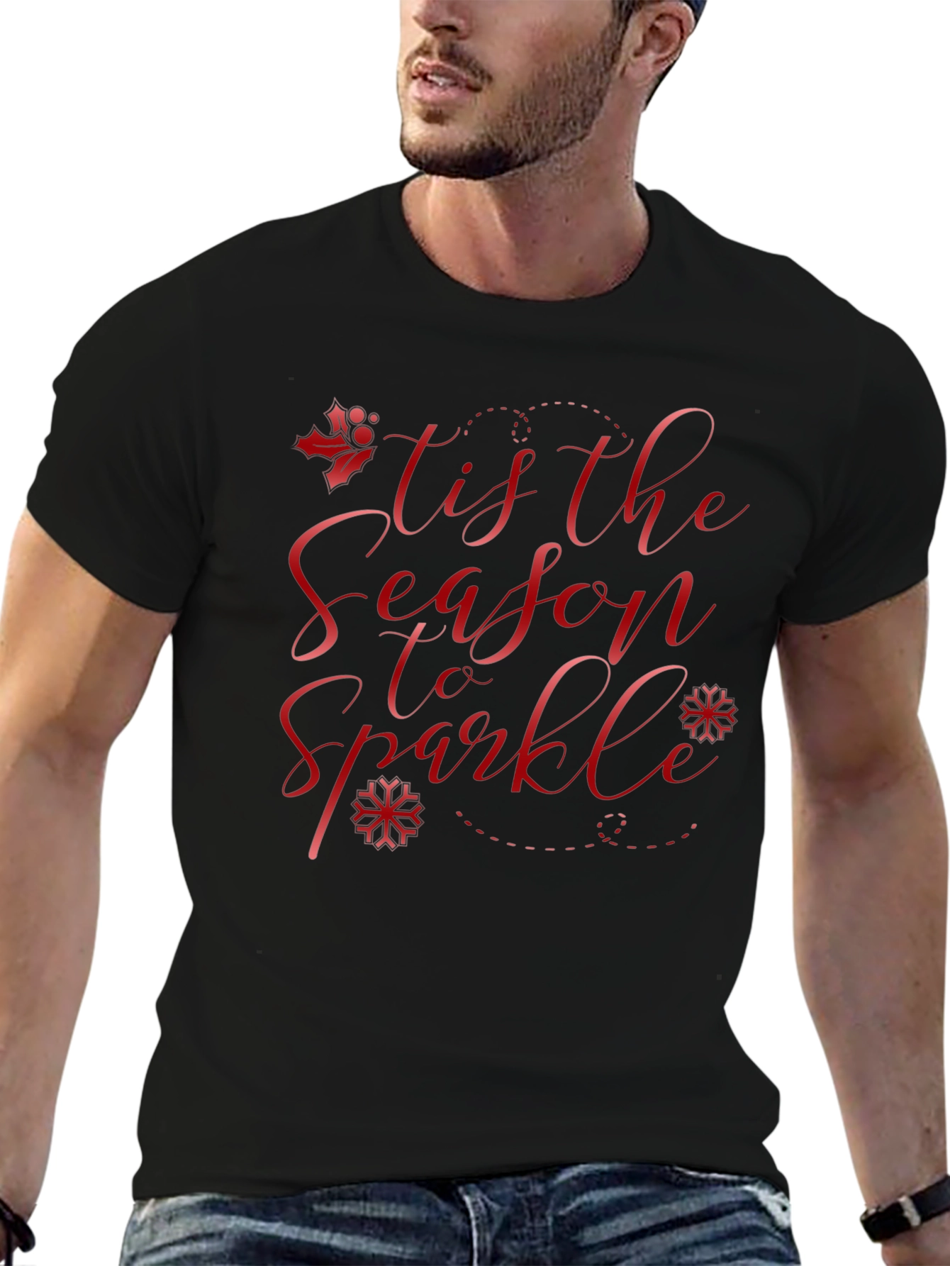 Black 'Tis the Season to Sparkle' Holiday T-Shirt view 6