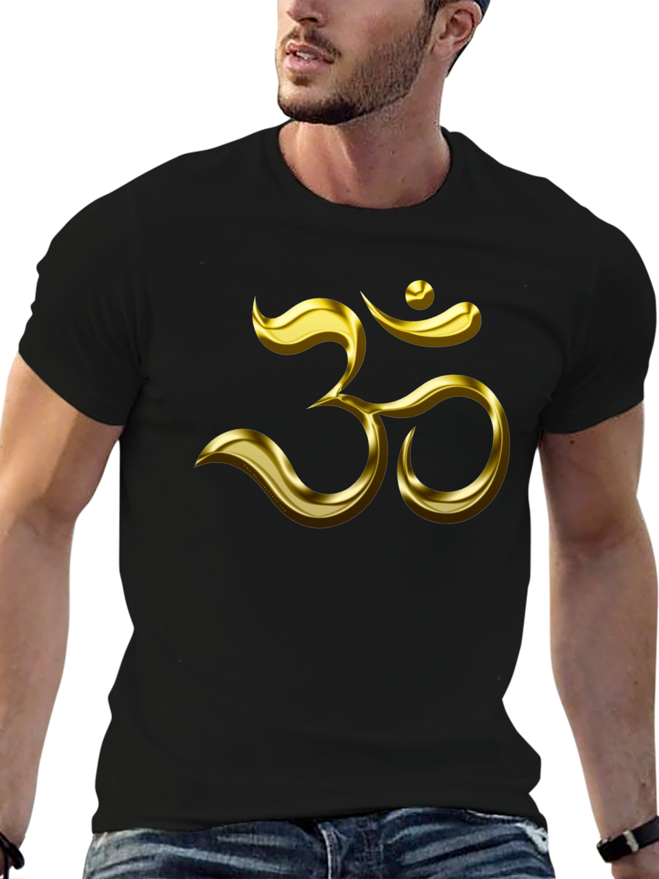 Black Om Symbol Black T-Shirt view 6