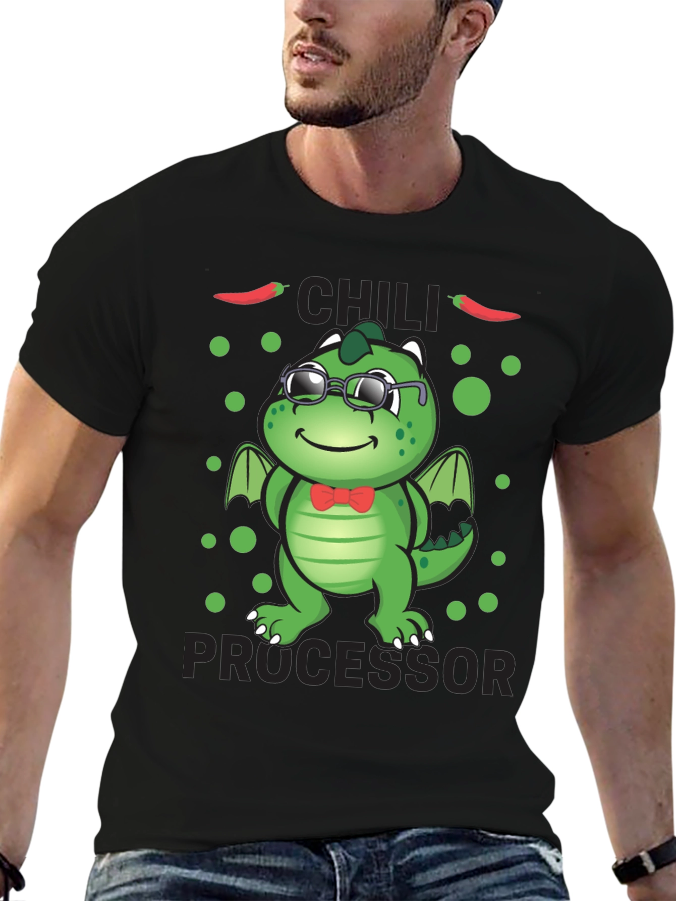 Black Chili Processor T-Shirt - Cute Dragon Design view 6