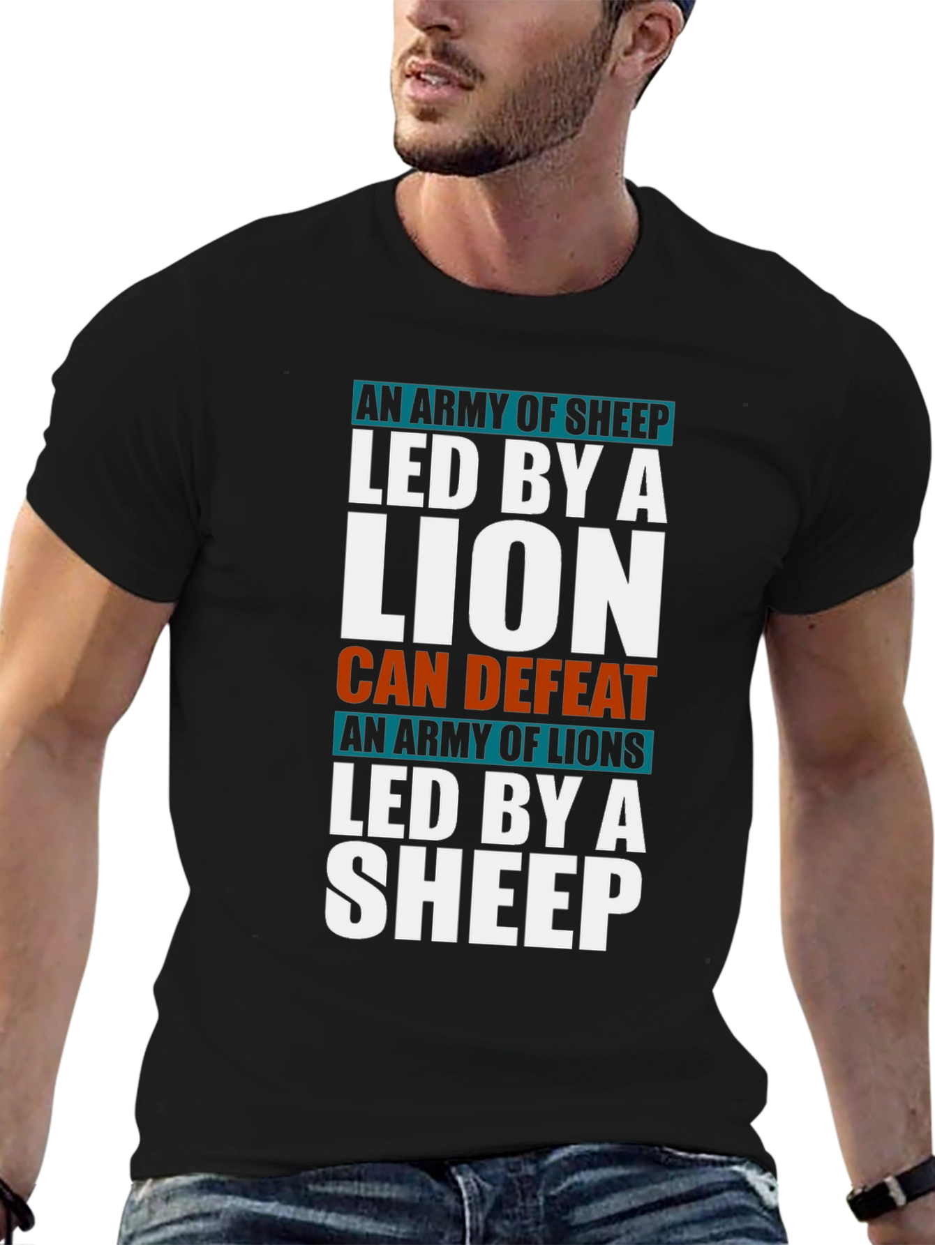 Black Lion and Sheep T-Shirt - Leadership & Strength view 6