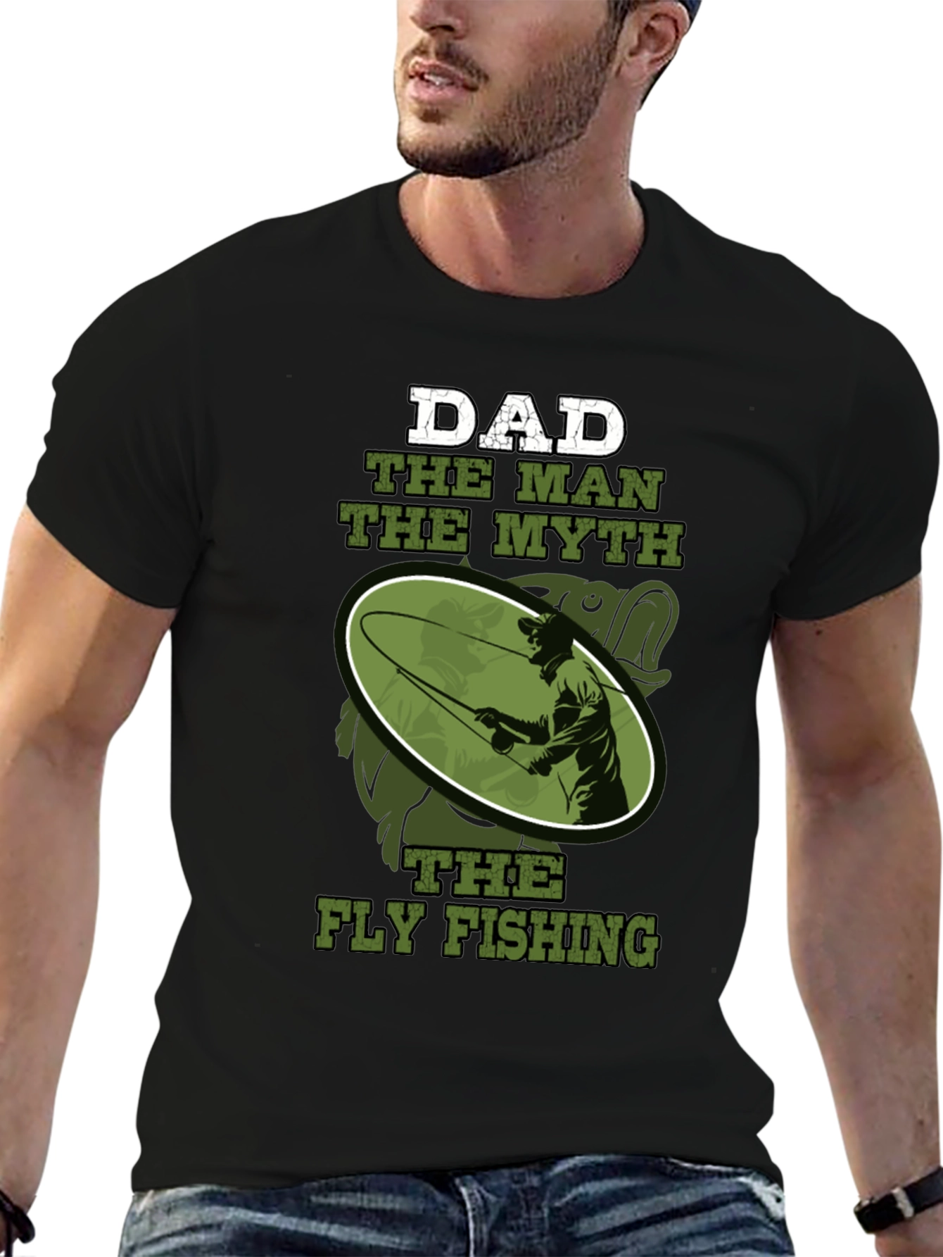 Black Dad The Man Myth Fly Fishing Graphic Tee view 6