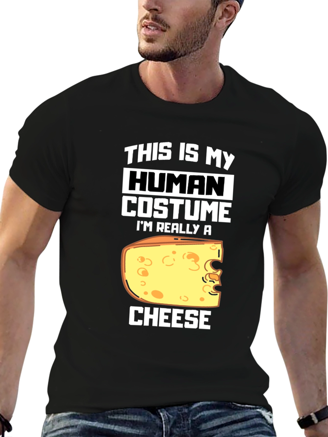 Black Human Costume I'm Really A Cheese T-Shirt view 6