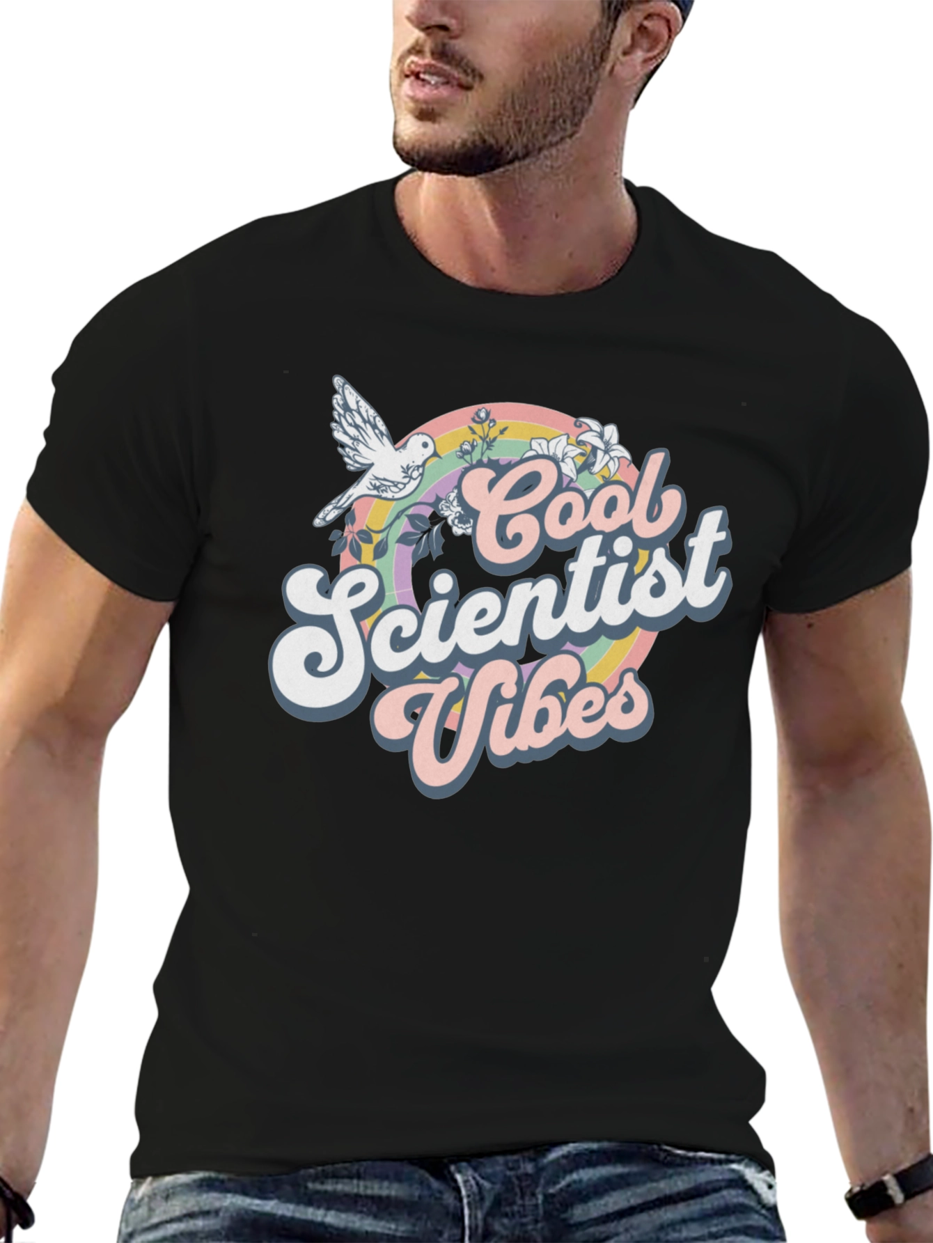 Black Cool Scientist Vibes Graphic T-Shirt view 6
