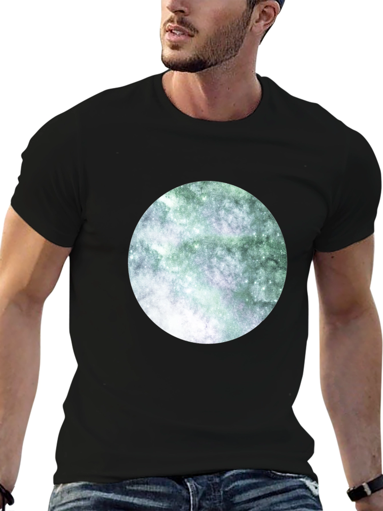 Black Nebula Circle Graphic Tee view 6