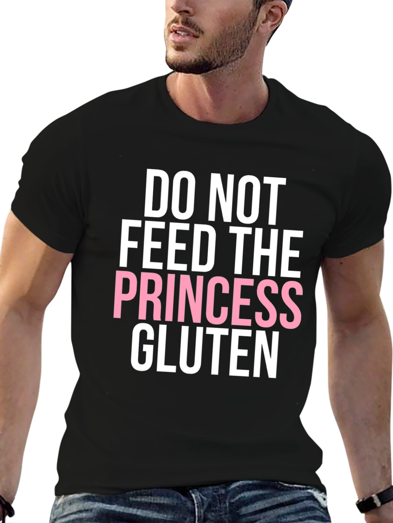 Black Do Not Feed the Princess Gluten T-Shirt view 6