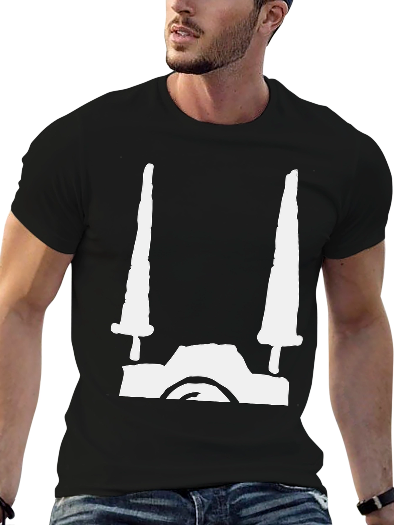 Black Edgy Swords Graphic Tee - Black Cotton Blend view 6