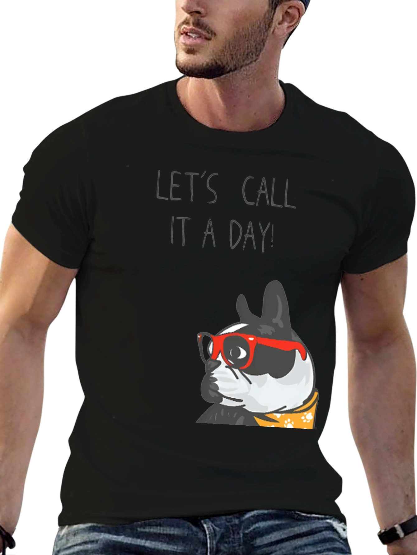 Black Let's Call It A Day Dog T-Shirt view 6