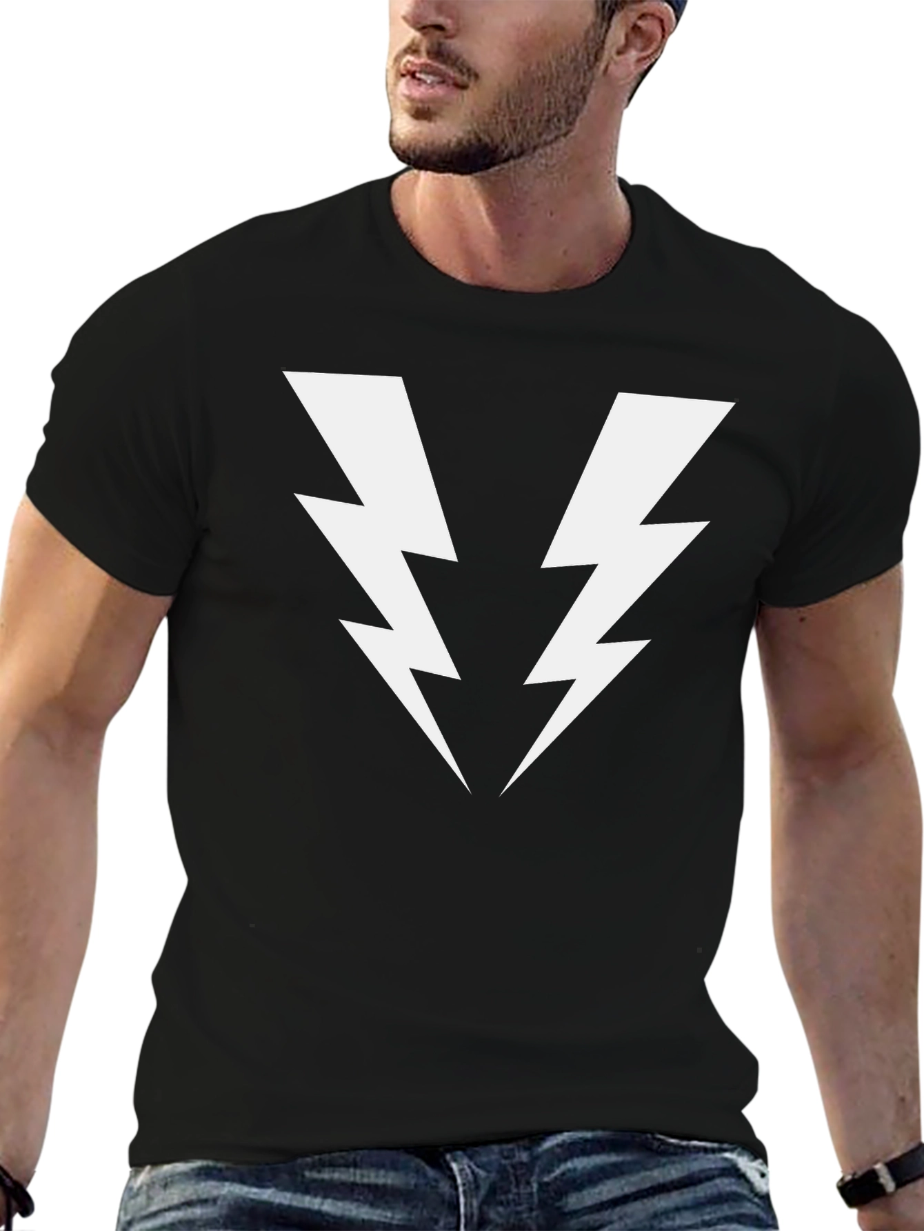 Black Bold Lightning Bolt Graphic Tee - Black view 6