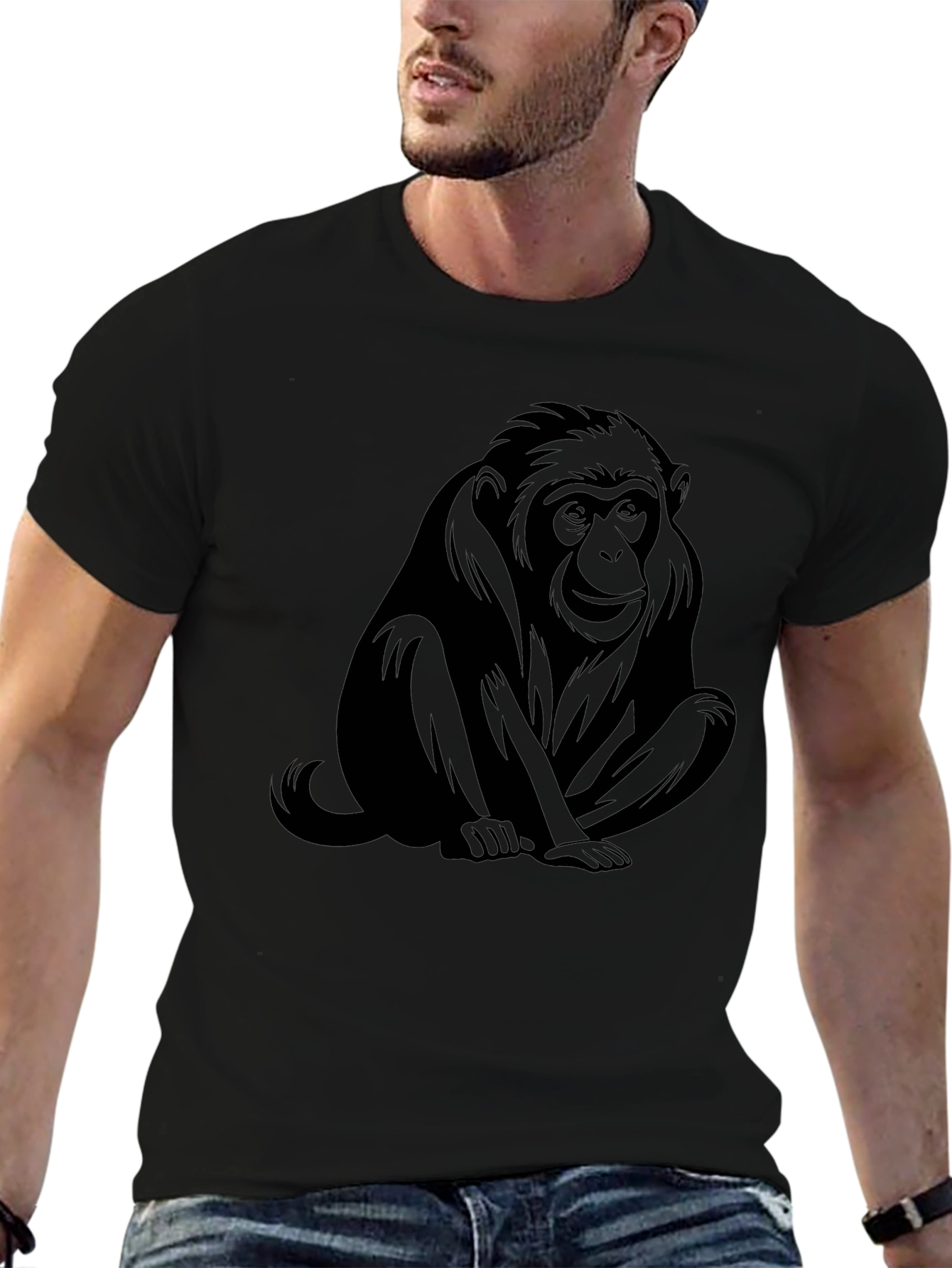 Black Black Monkey Graphic Tee - Unisex Casual Shirt view 6