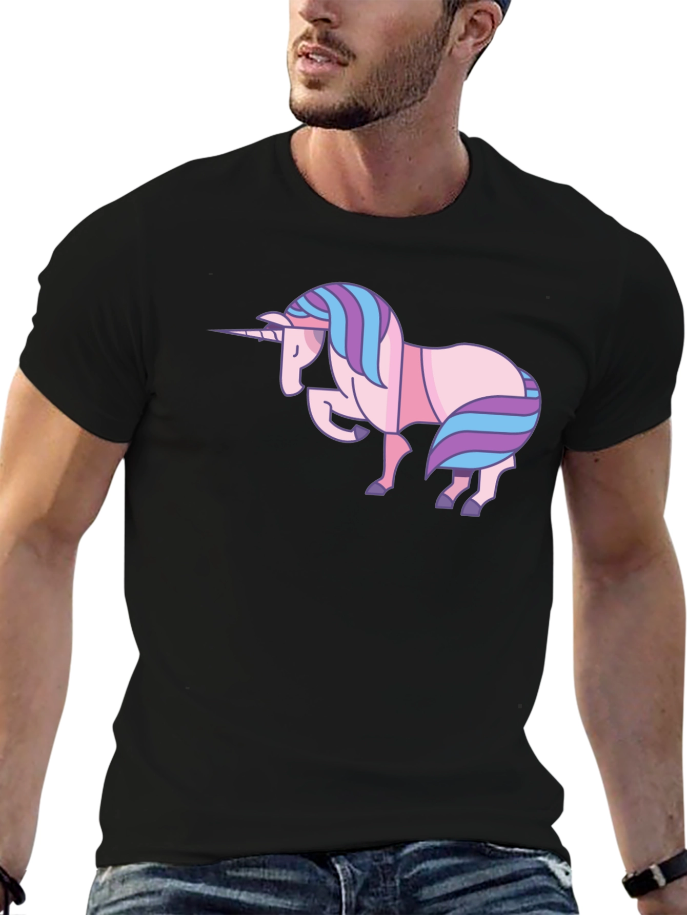 Black Unicorn Graphic Black T-Shirt - Stylish Cotton Tee view 6