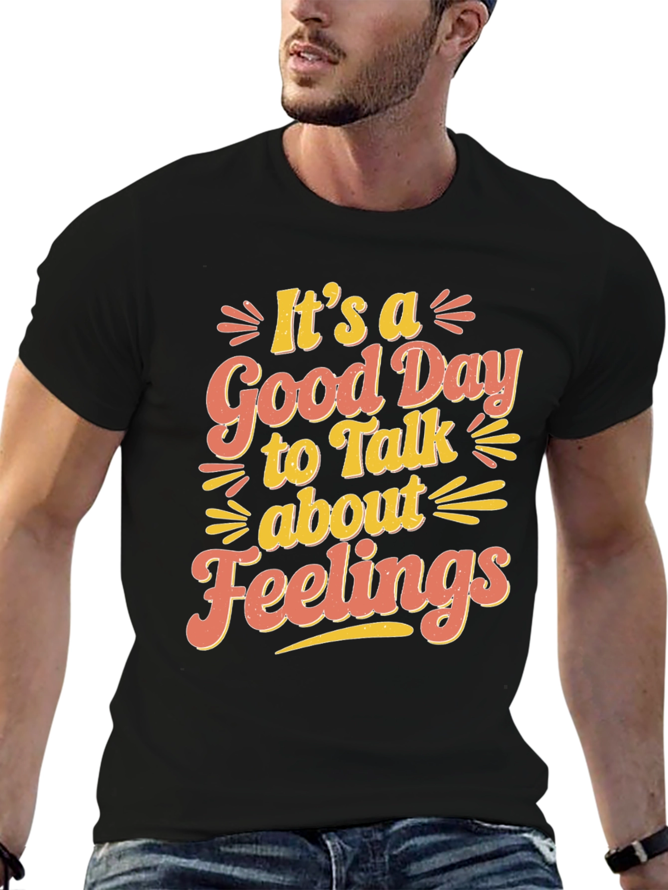 Black It's a Good Day to Talk About Feelings T-Shirt view 6
