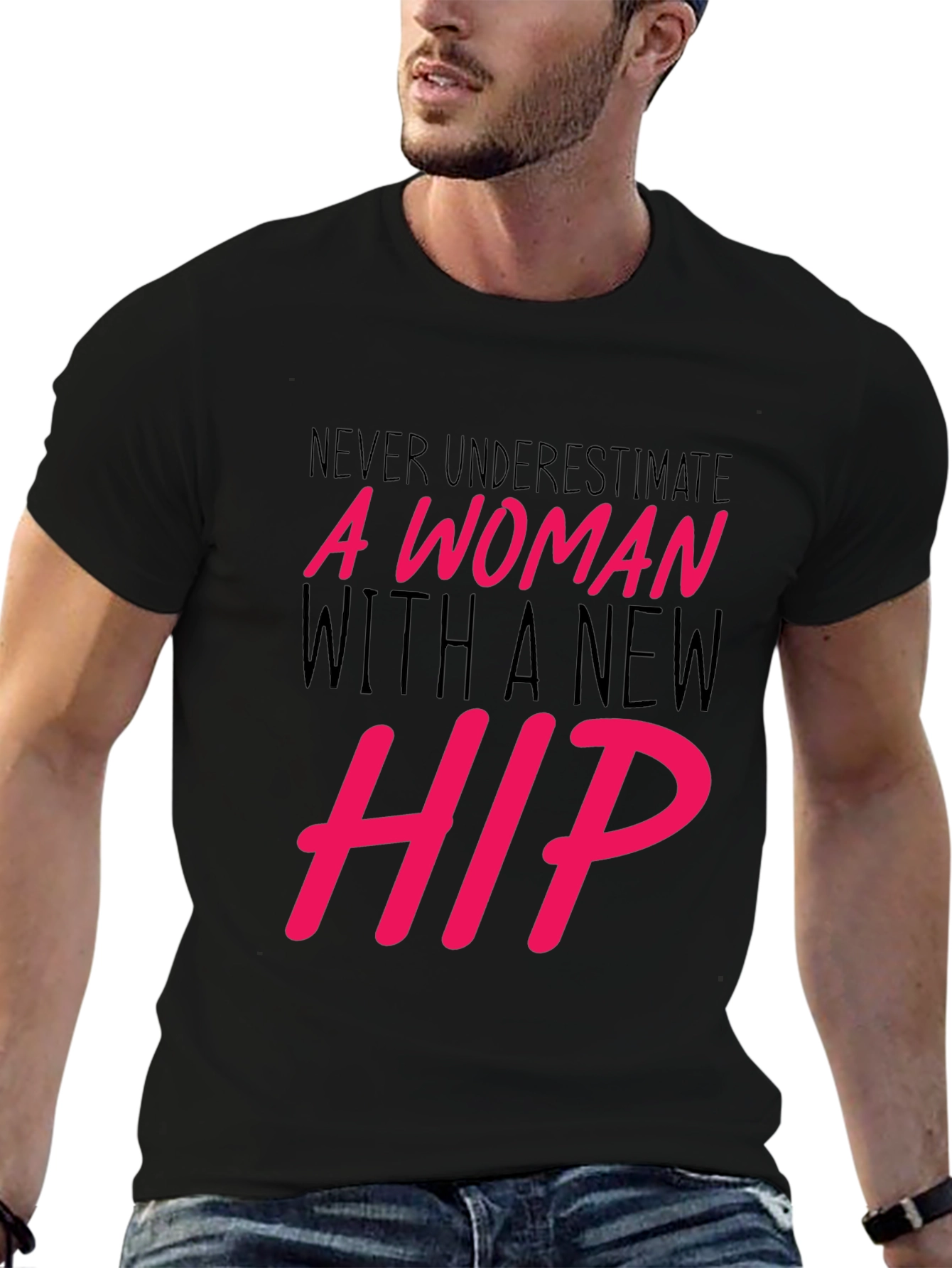 Black New Hip Woman Graphic Tee - Empowering Statement Shirt view 6