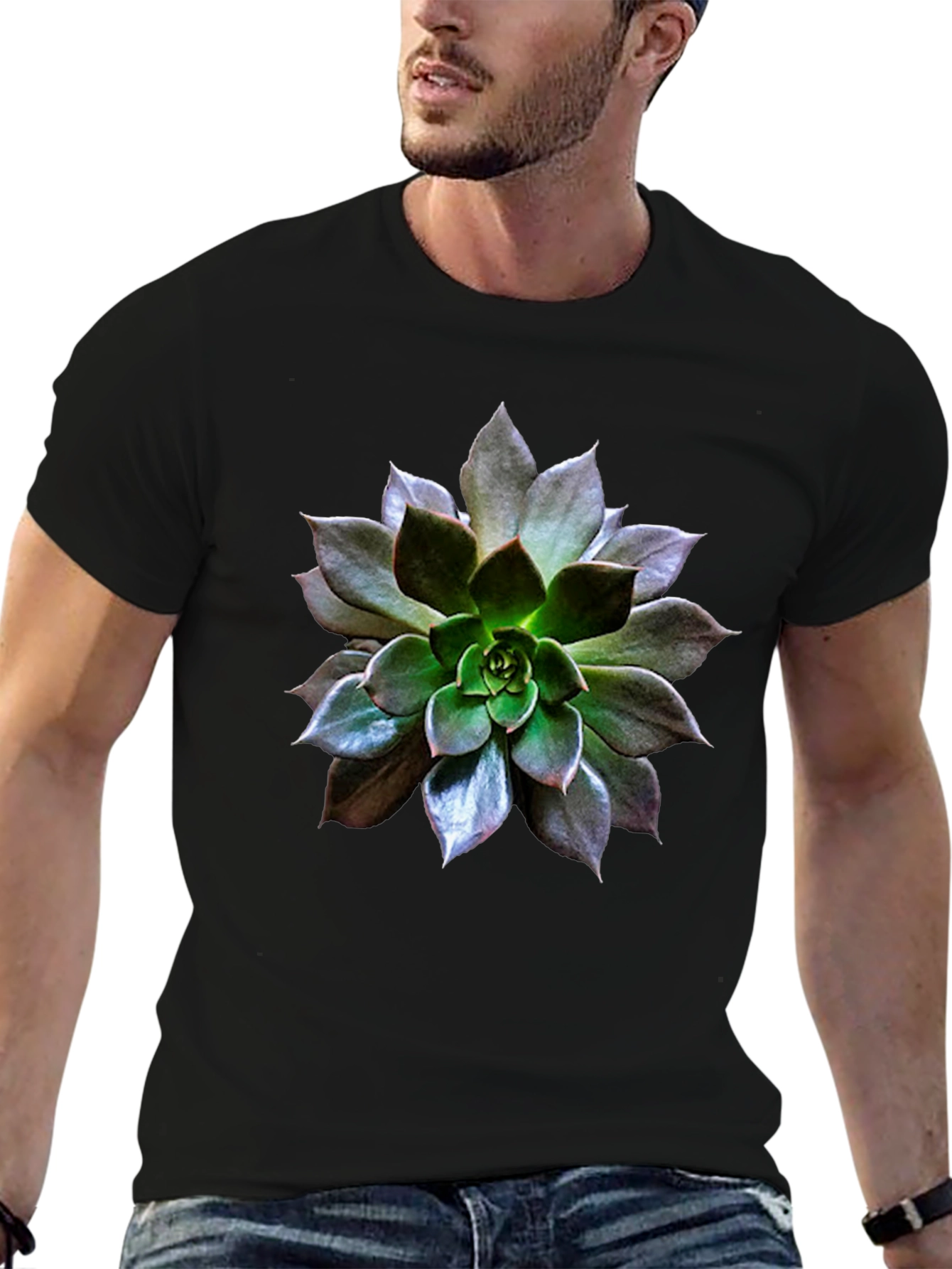 Black Succulent Graphic Tee - Nature Inspired Style view 6