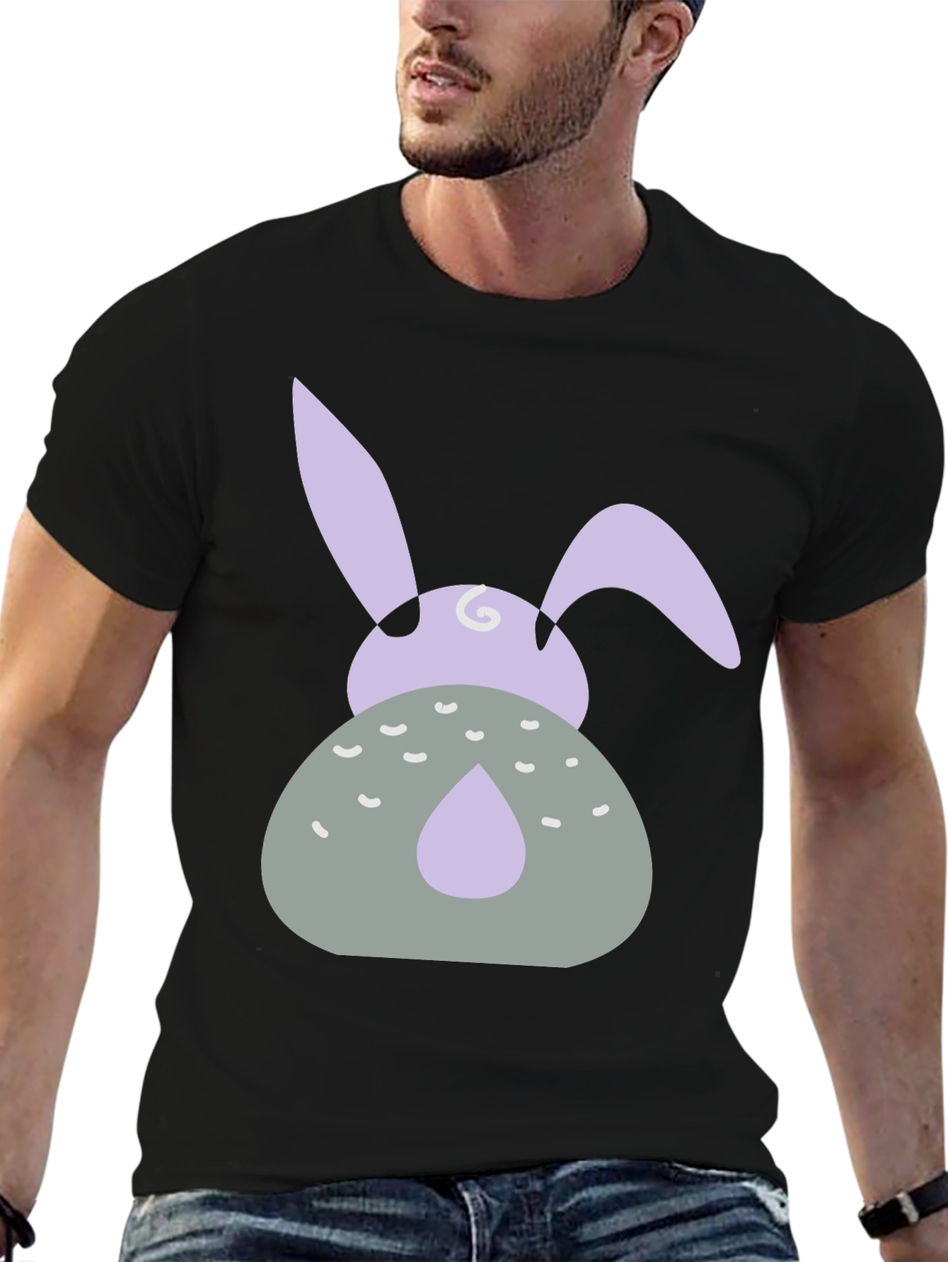 Black Easter Bunny Graphic Tee - Black view 6