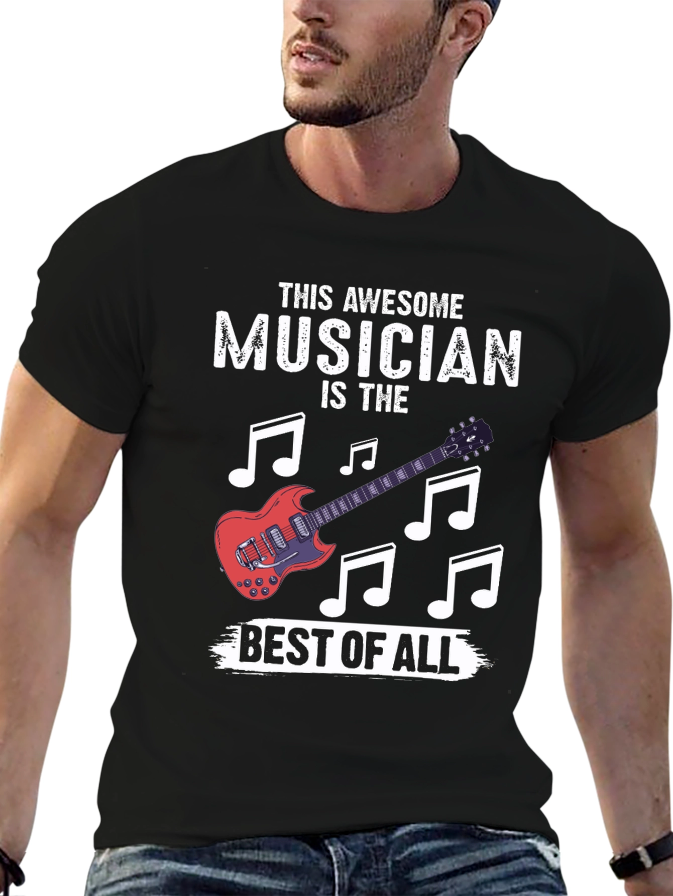 Black Awesome Musician Graphic T-Shirt view 6