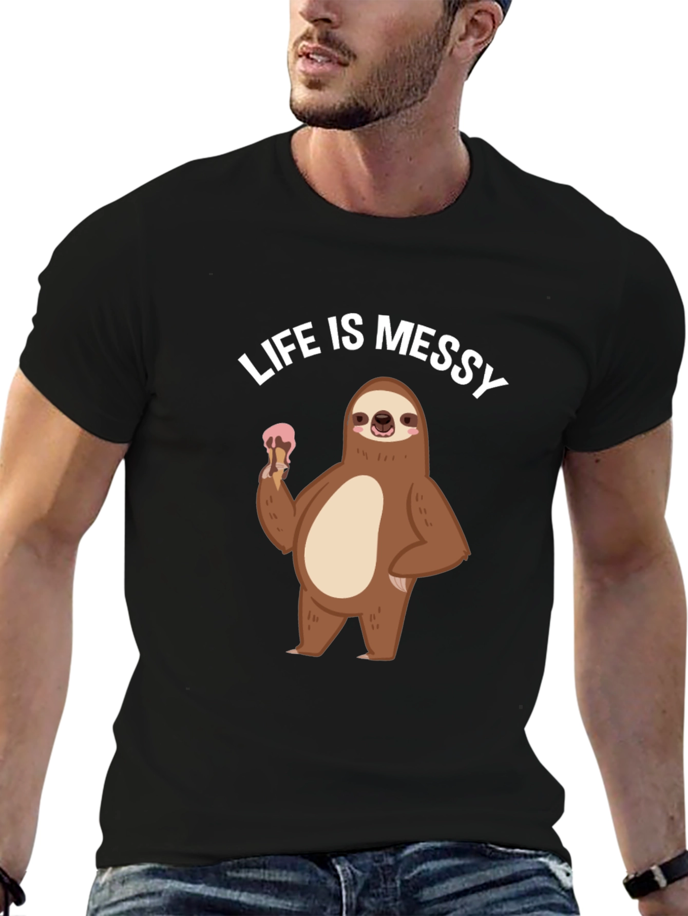 Black Life is Messy Sloth T-Shirt view 6