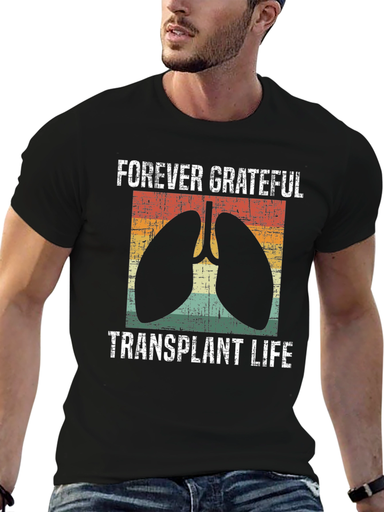 Black Forever Grateful Transplant Life T-Shirt view 6