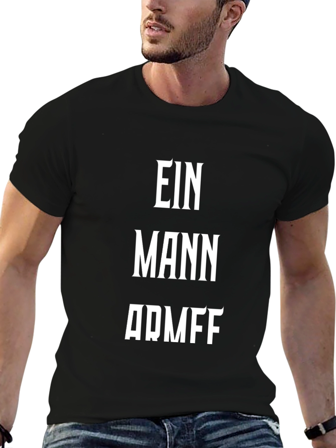 Black Ein Mann ARMFF Men's Black Graphic T-Shirt view 6