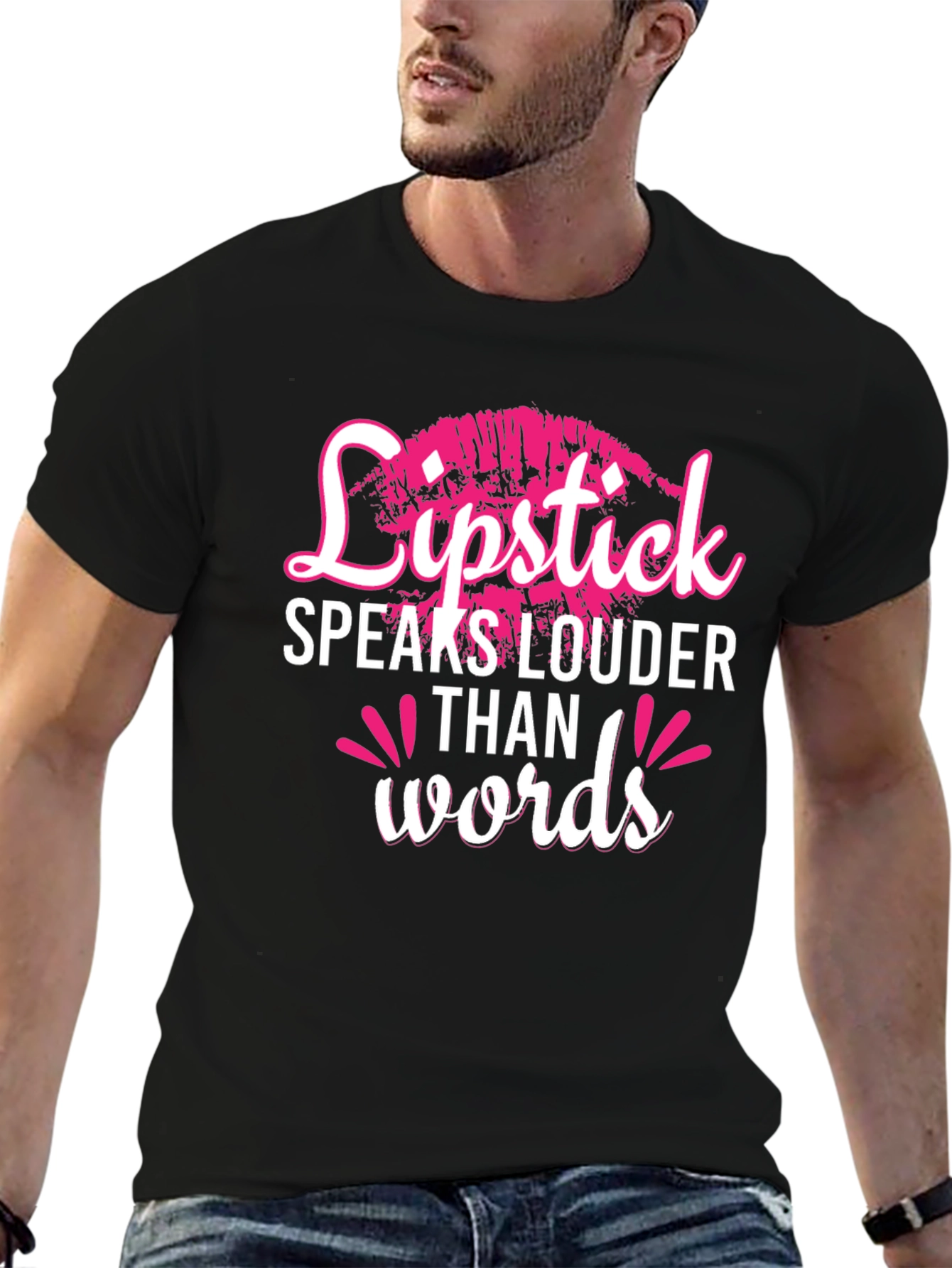 Black Lipstick Speaks Louder Than Words Graphic Tee view 6