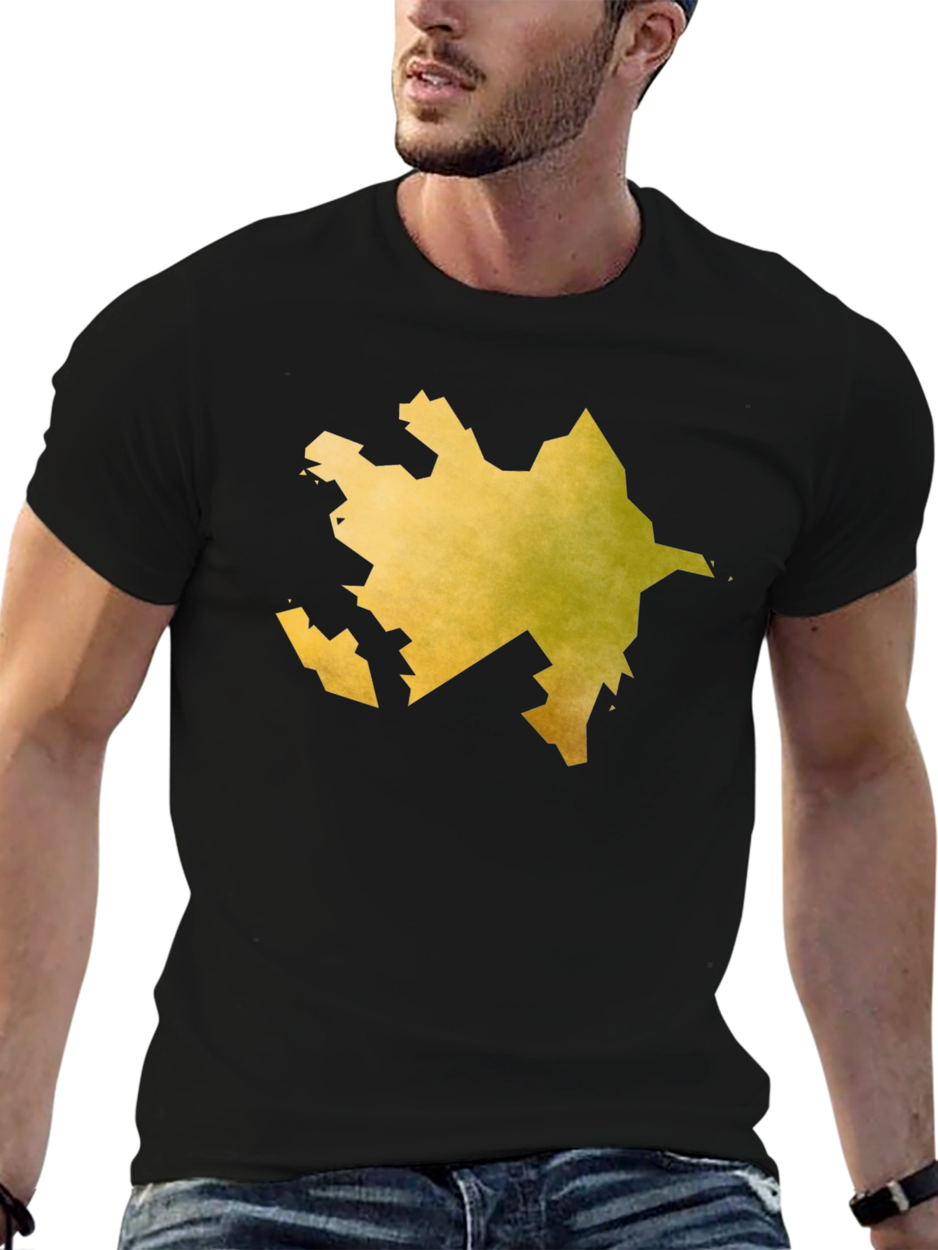 Black Azerbaijan Map T-Shirt - Black Tee view 6
