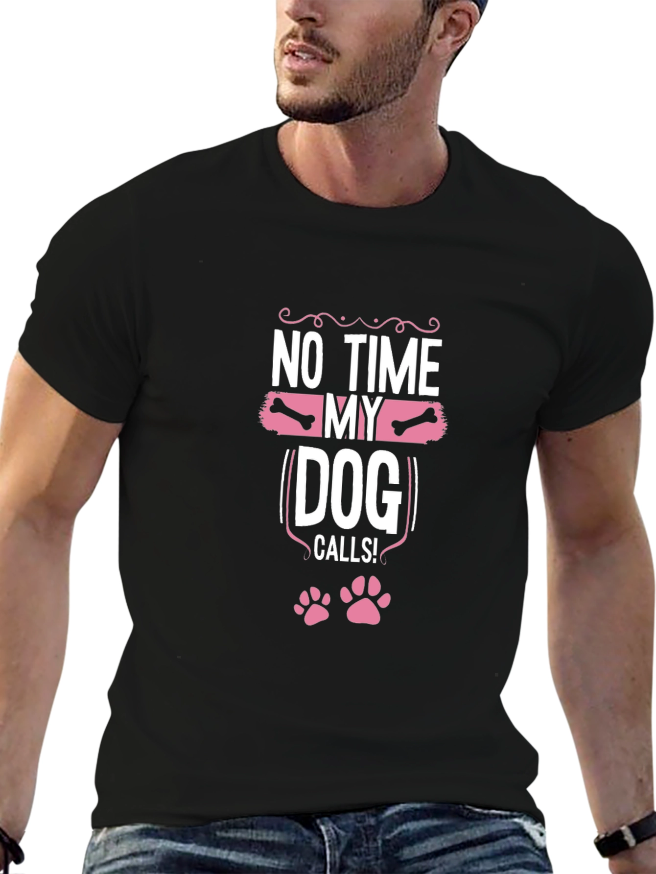 Black Dog Lover T-Shirt: No Time, My Dog Calls! view 6