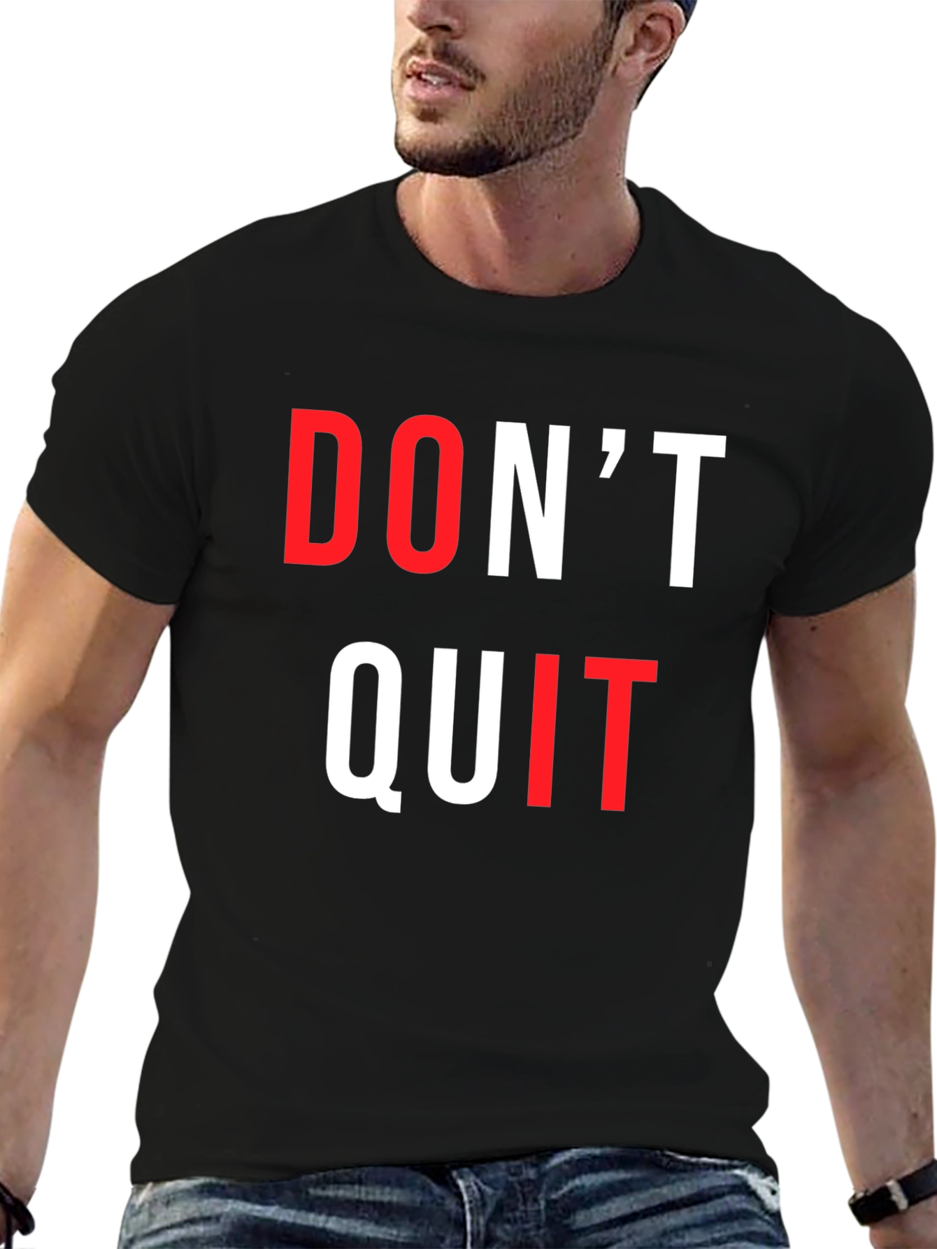 Black Motivational Don't Quit Graphic Tee view 6
