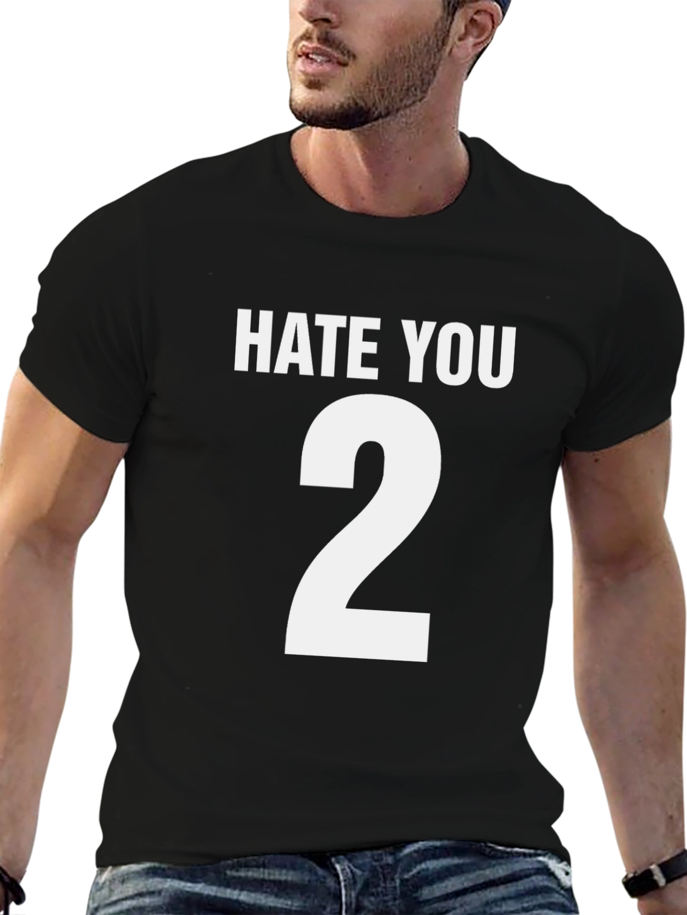 Black Hate You 2 Graphic Tee - Black Cotton Blend view 6