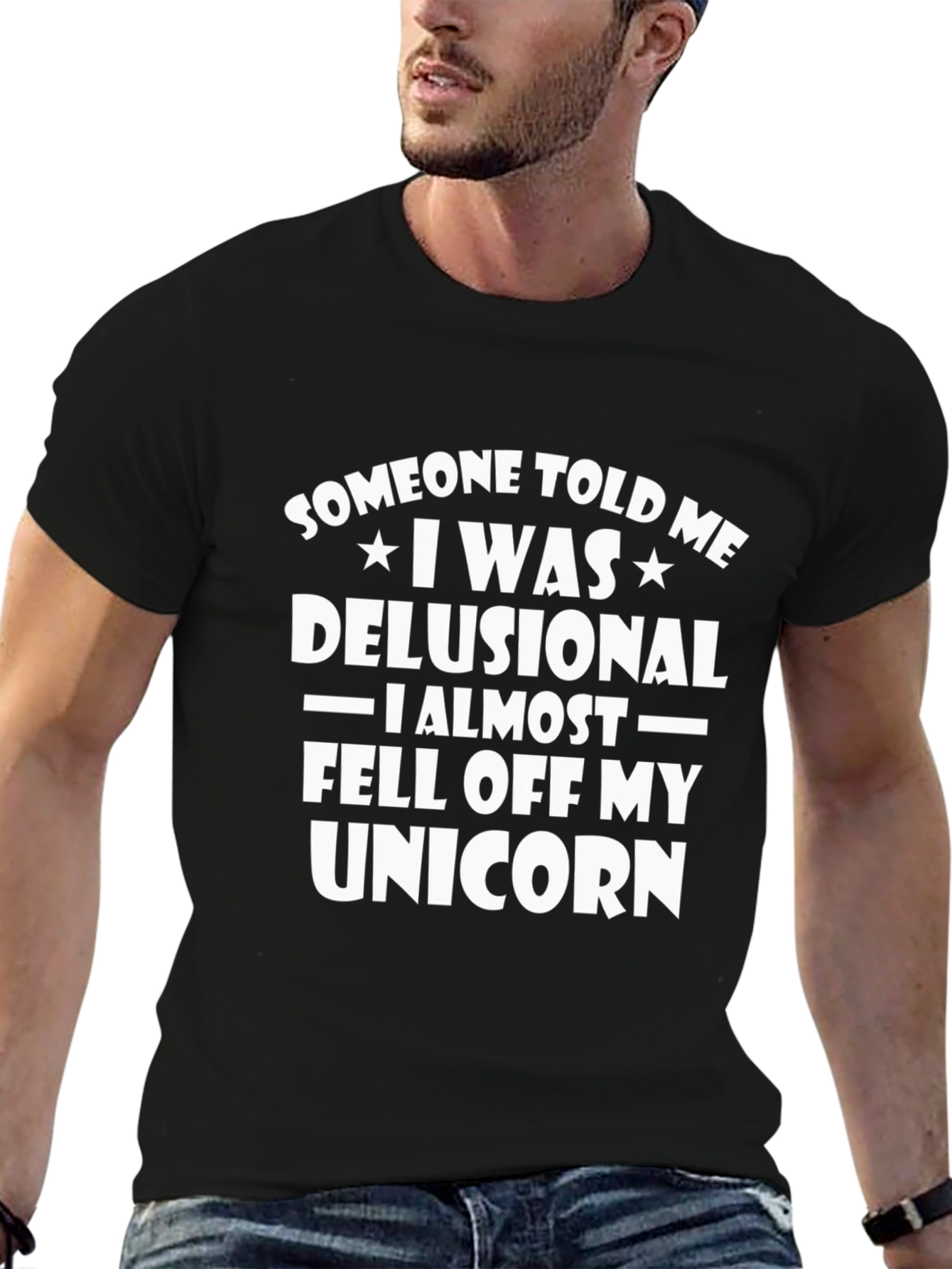 Black Delusional Unicorn Graphic T-Shirt view 6