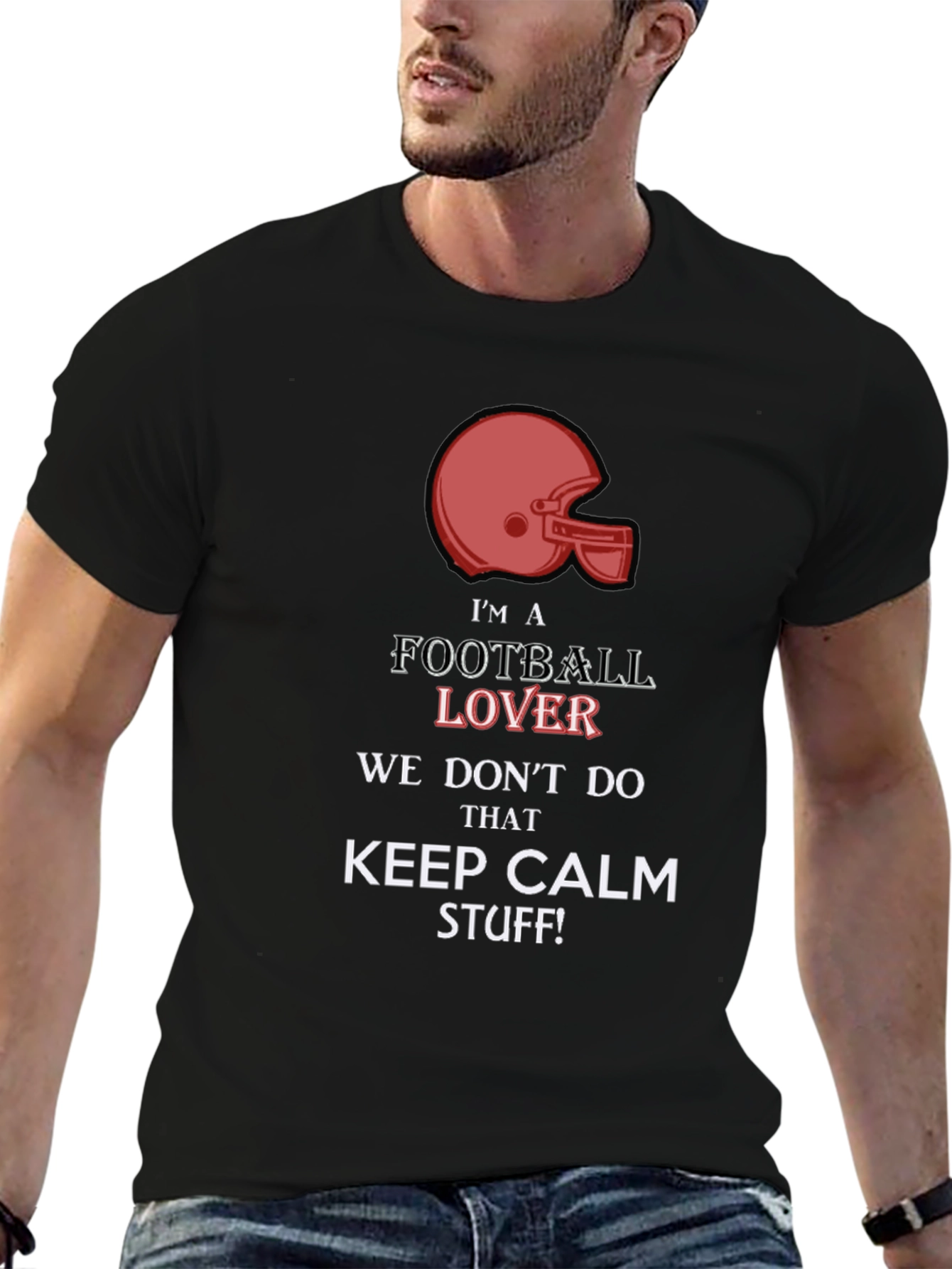 Black Football Lover Graphic Tee - Keep Calm Style view 6