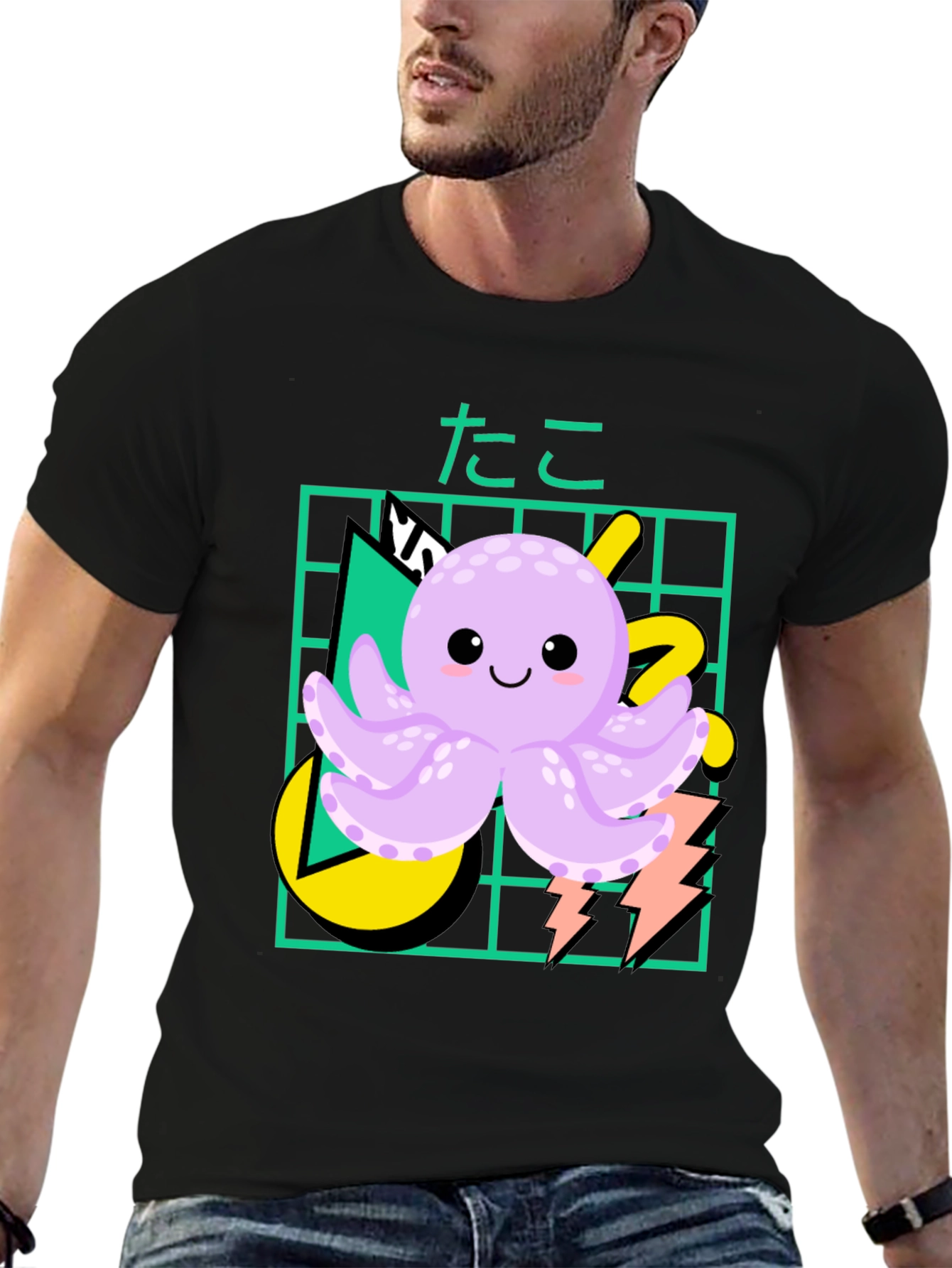 Black Kawaii Octopus Graphic Tee view 6
