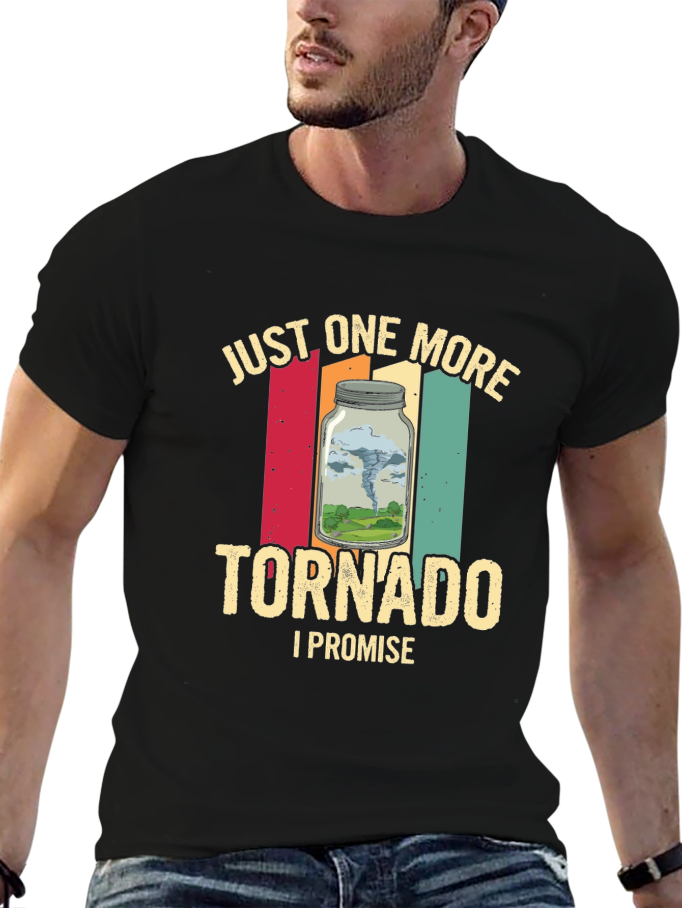 Black Funny Tornado T-Shirt, Just One More Tornado Tee view 6