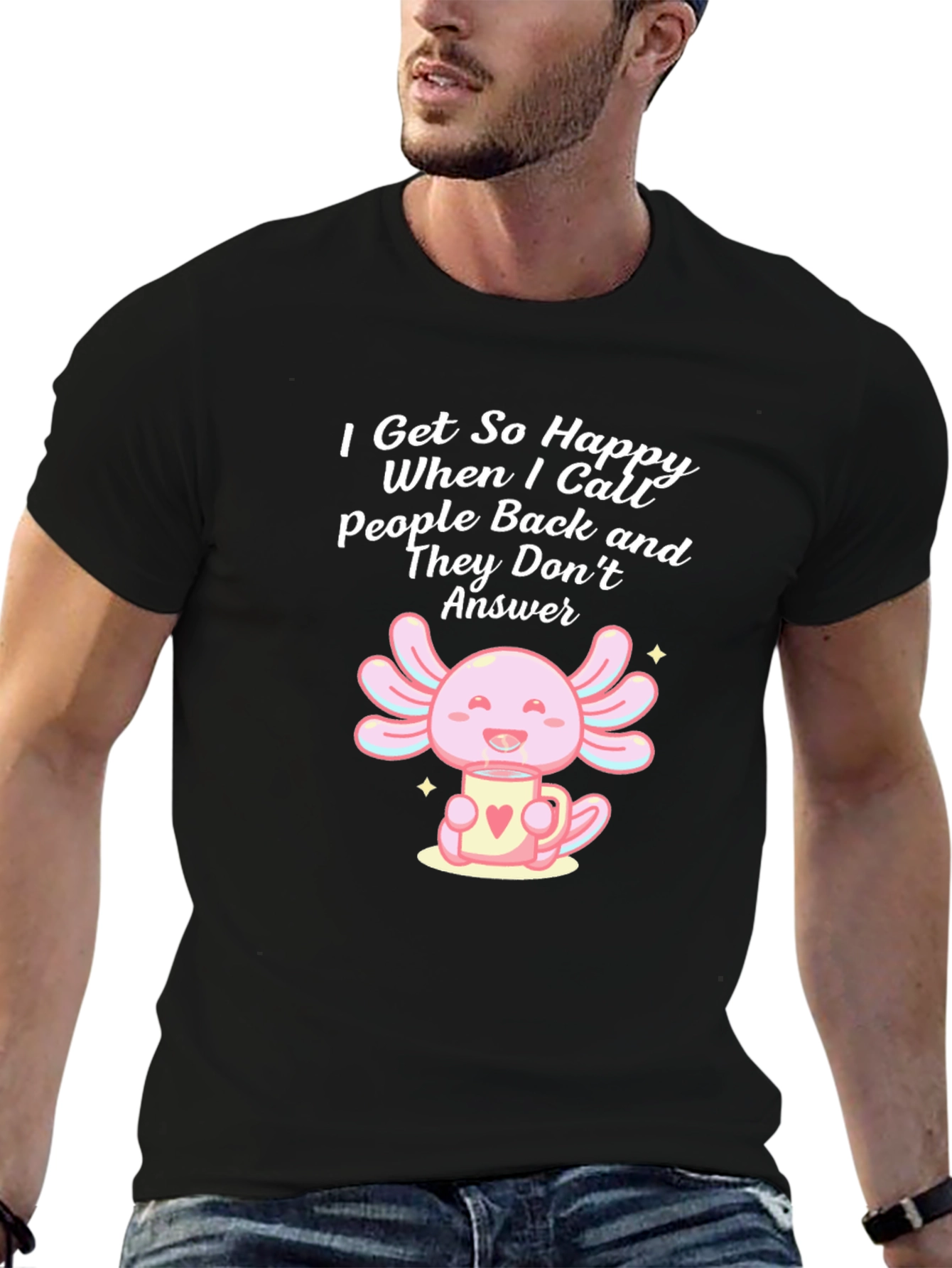 Black Axolotl Coffee Mug T-Shirt - Introvert Humor view 6