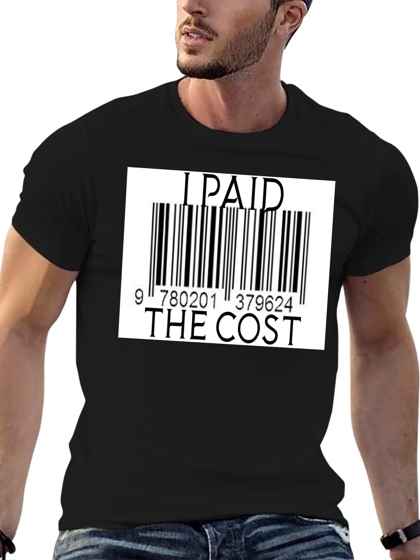 Black I Paid The Cost Barcode T-Shirt - Black view 6