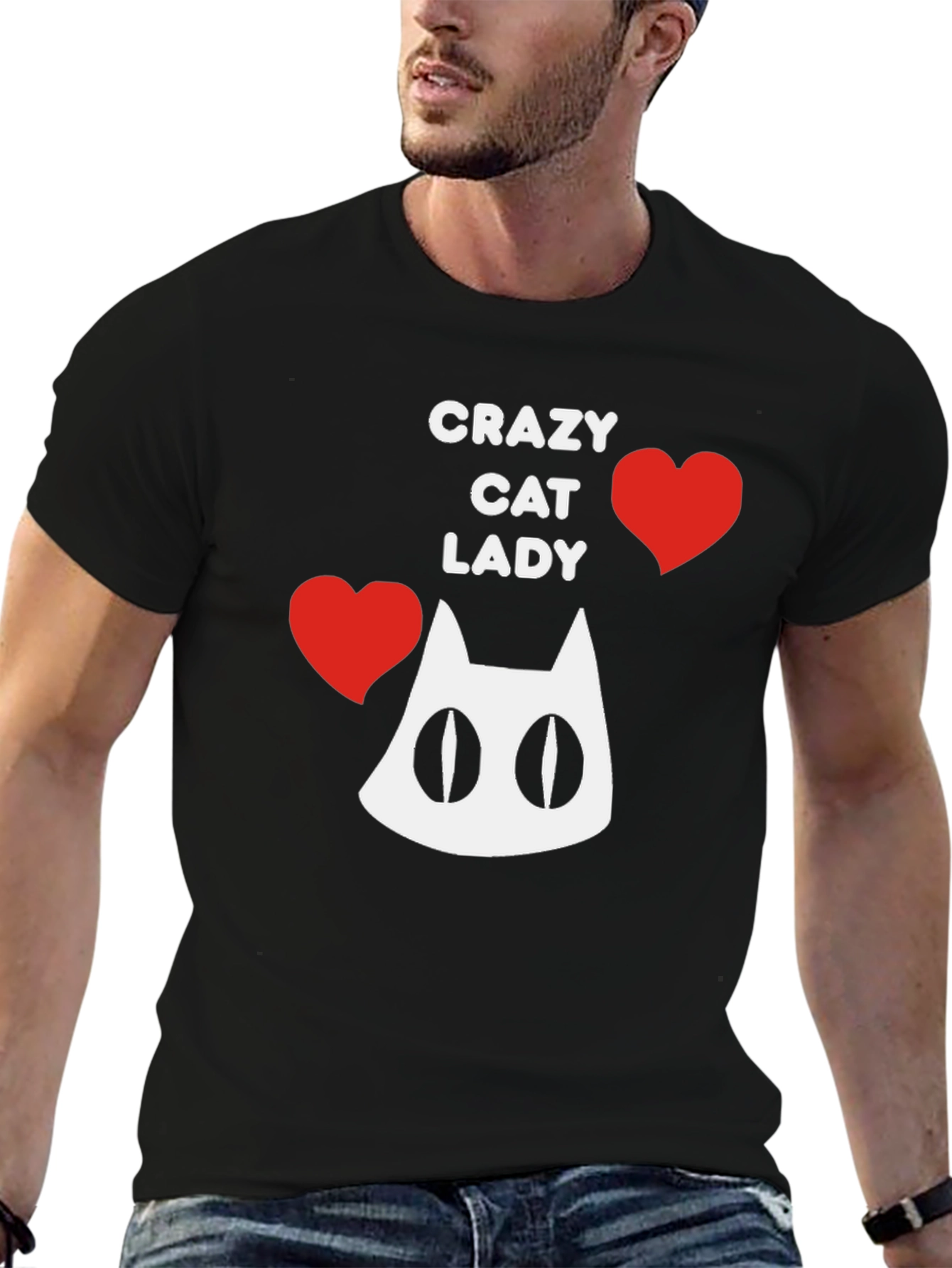 Black Crazy Cat Lady T-Shirt - Fun Novelty Tee view 6