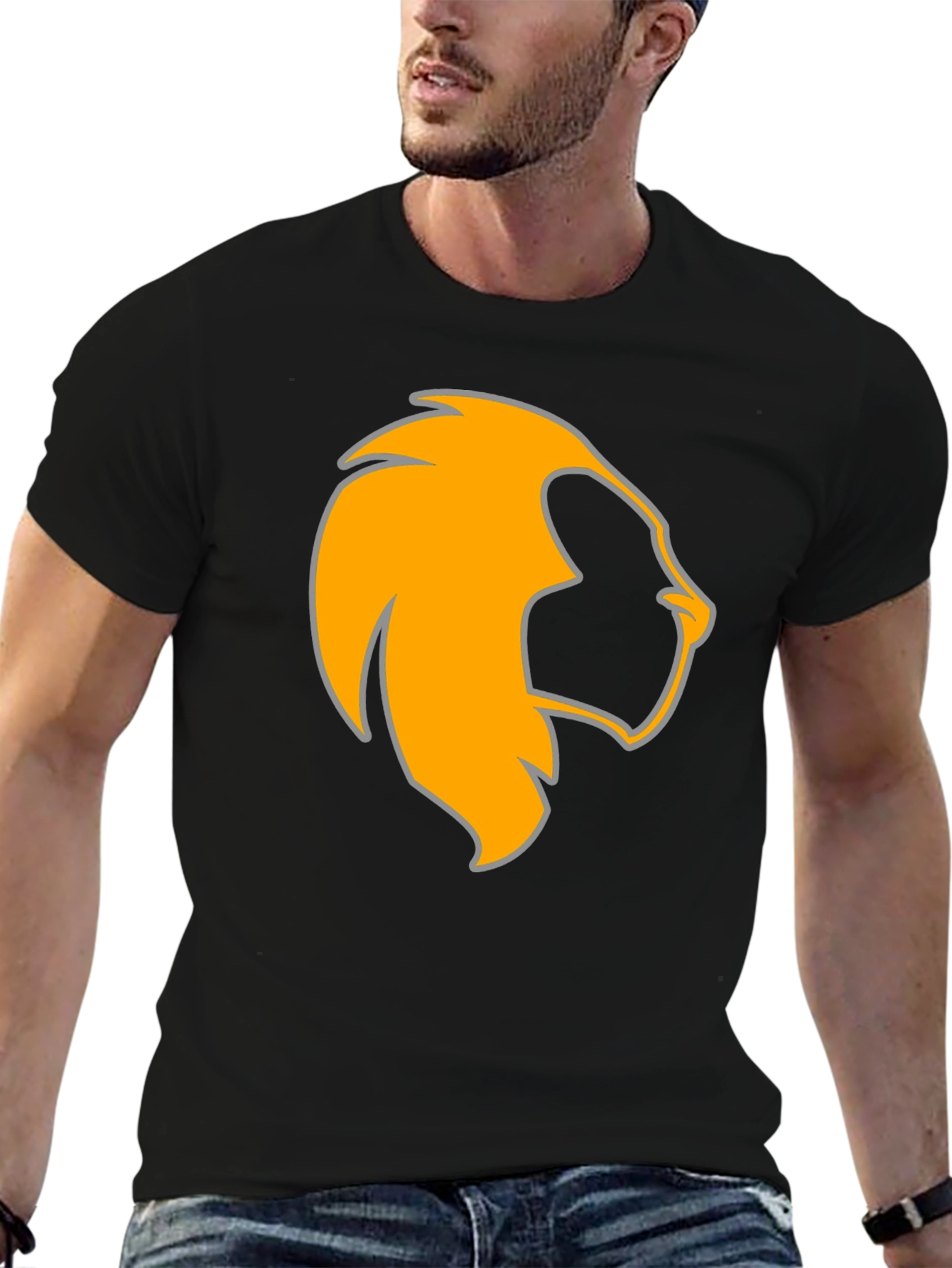 Black Lion Head Graphic Black Tee - Bold & Stylish view 6