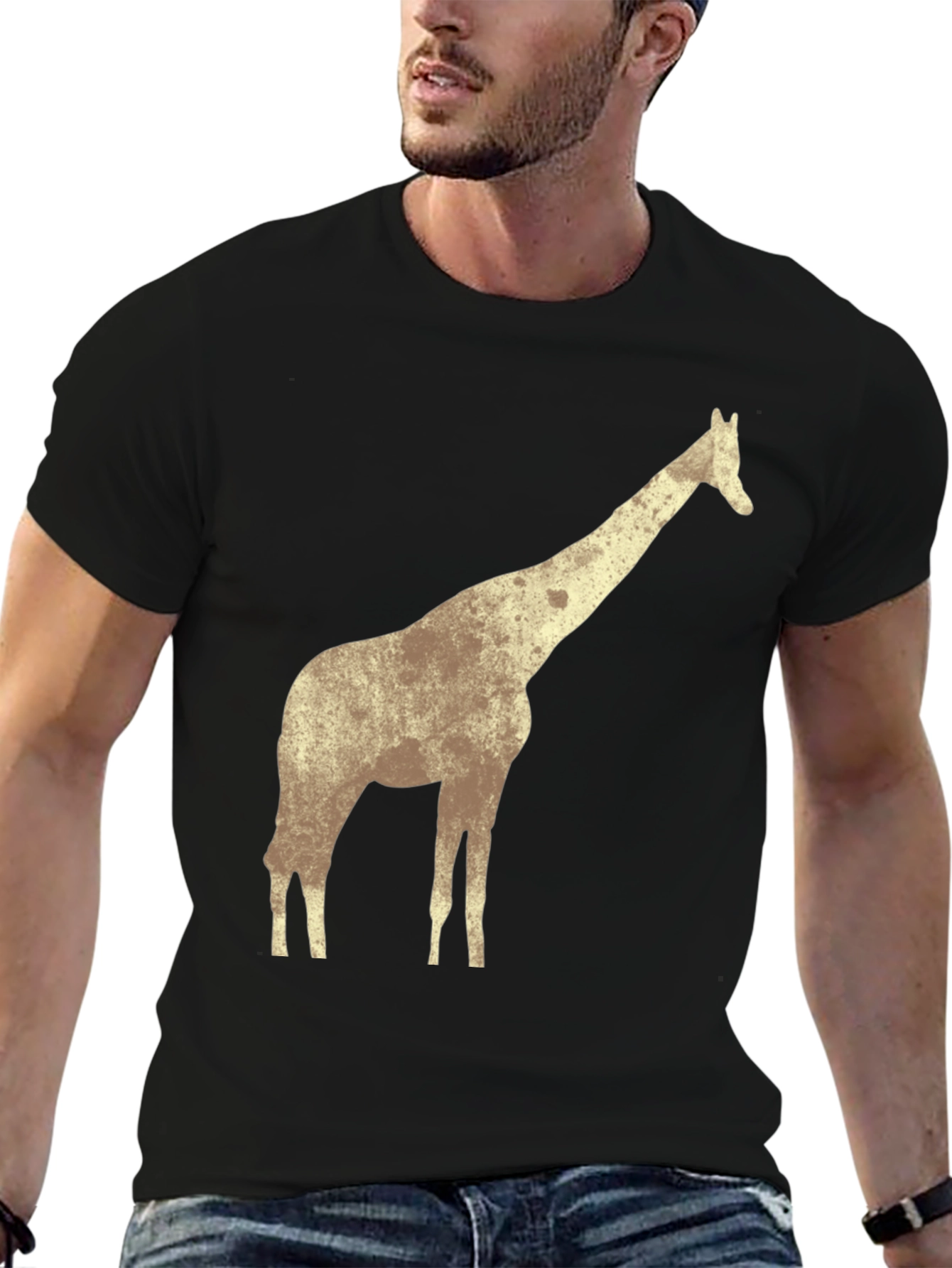 Black Giraffe Graphic Tee - Men's Black T-Shirt view 6